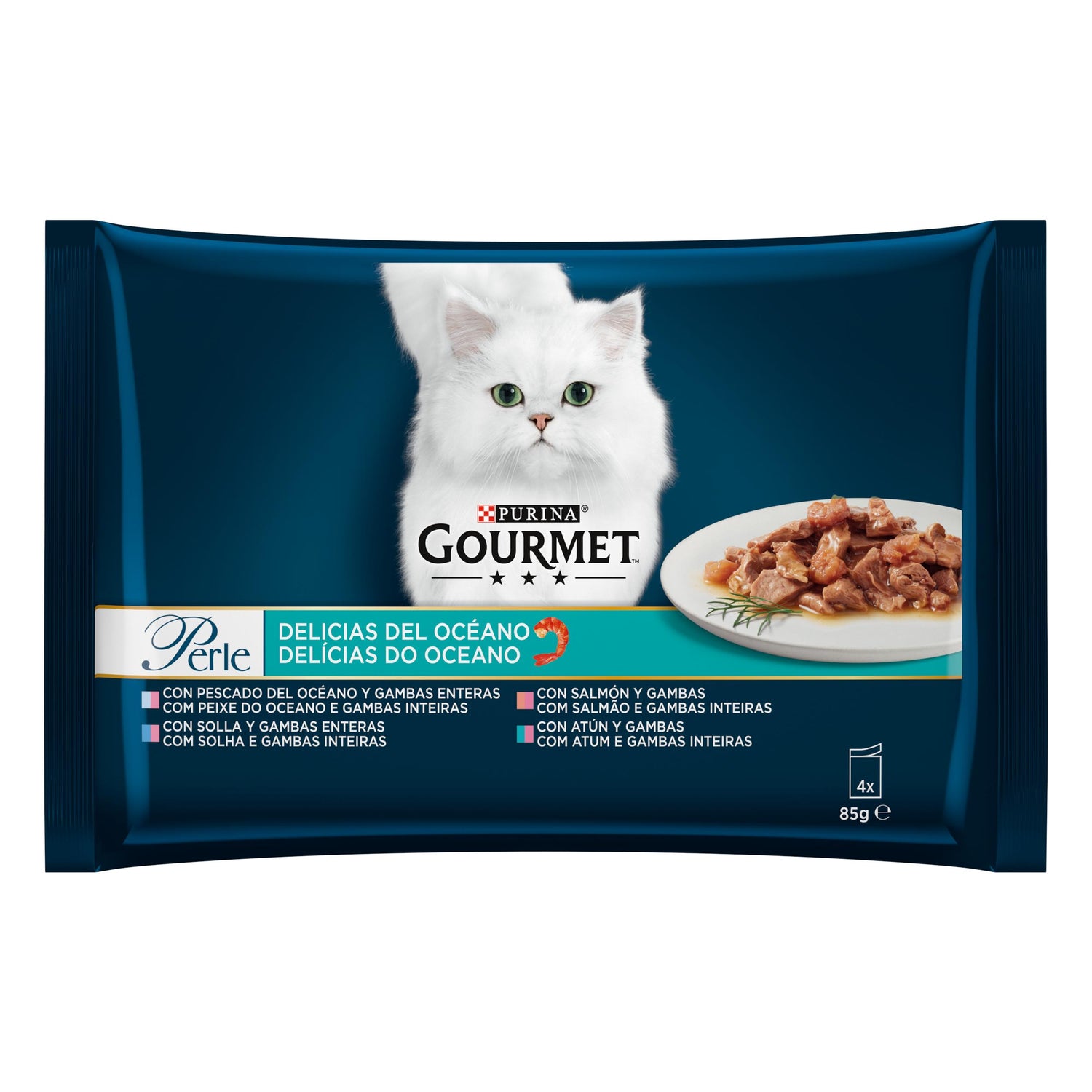Comida Húmida para Gato Adulto Delícias do Oceano Saquetas Purina Gourmet Perle