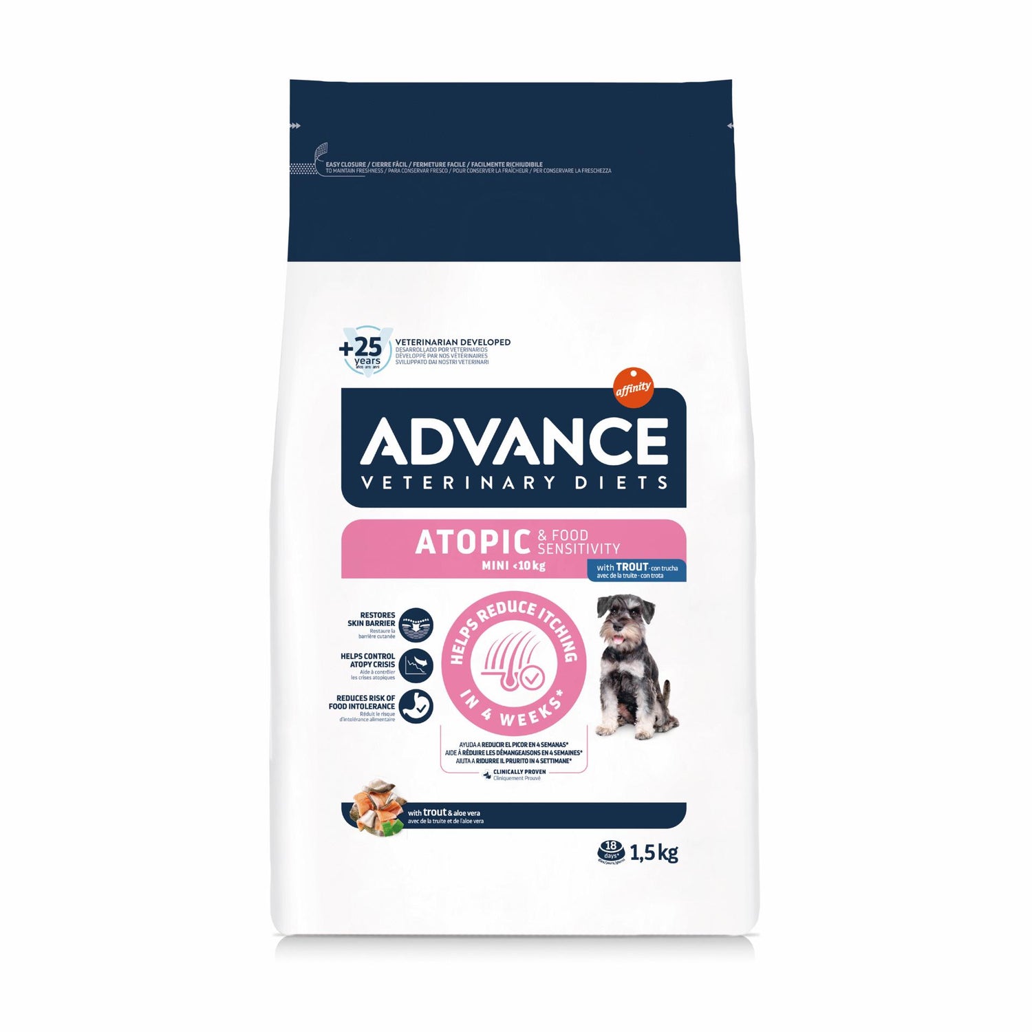 Ração para Cão Adulto Derma Atopic Mini Truta Affinity Advance Veterinary Diets