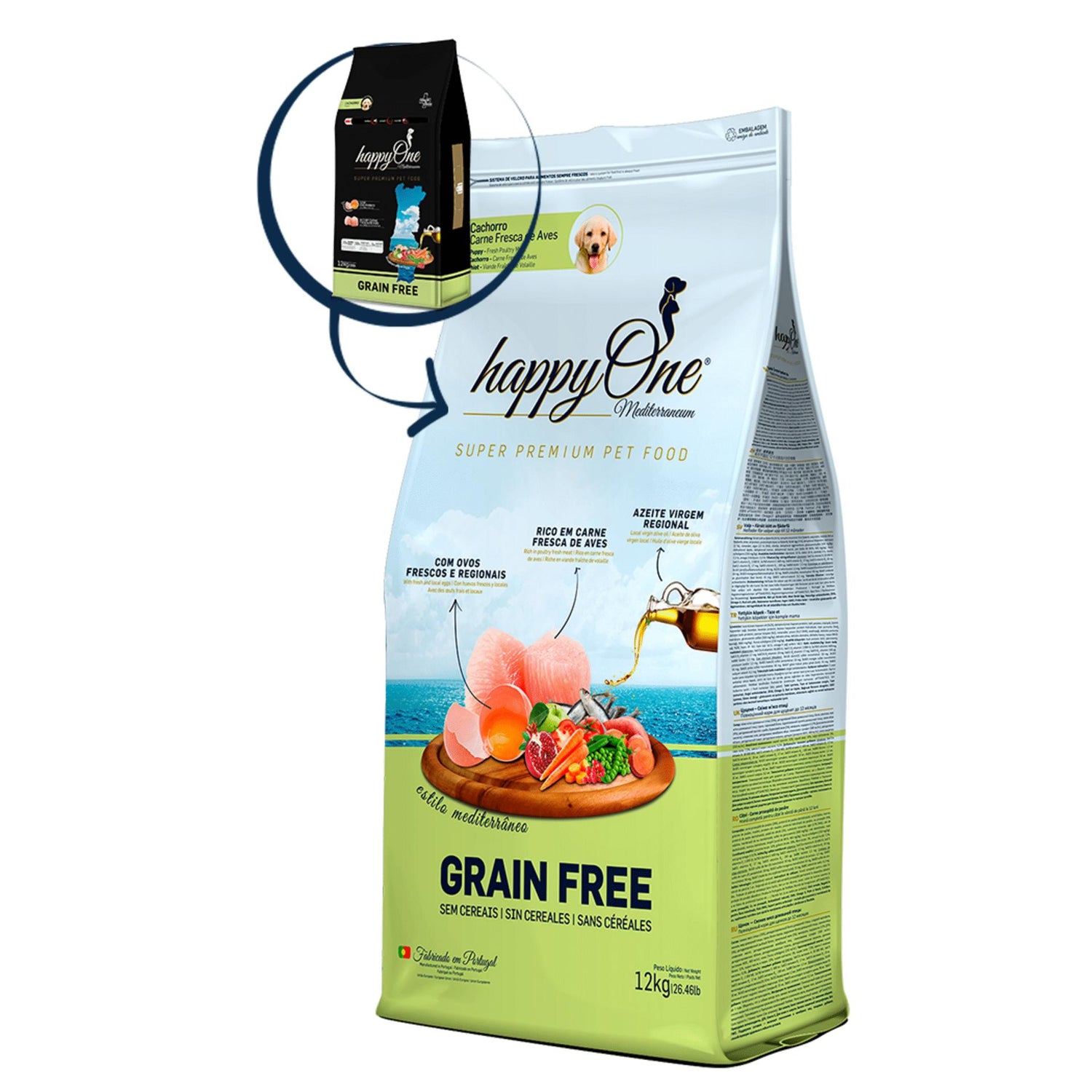 Ração para Cão Júnior Grain Free Happyone Mediterraneum