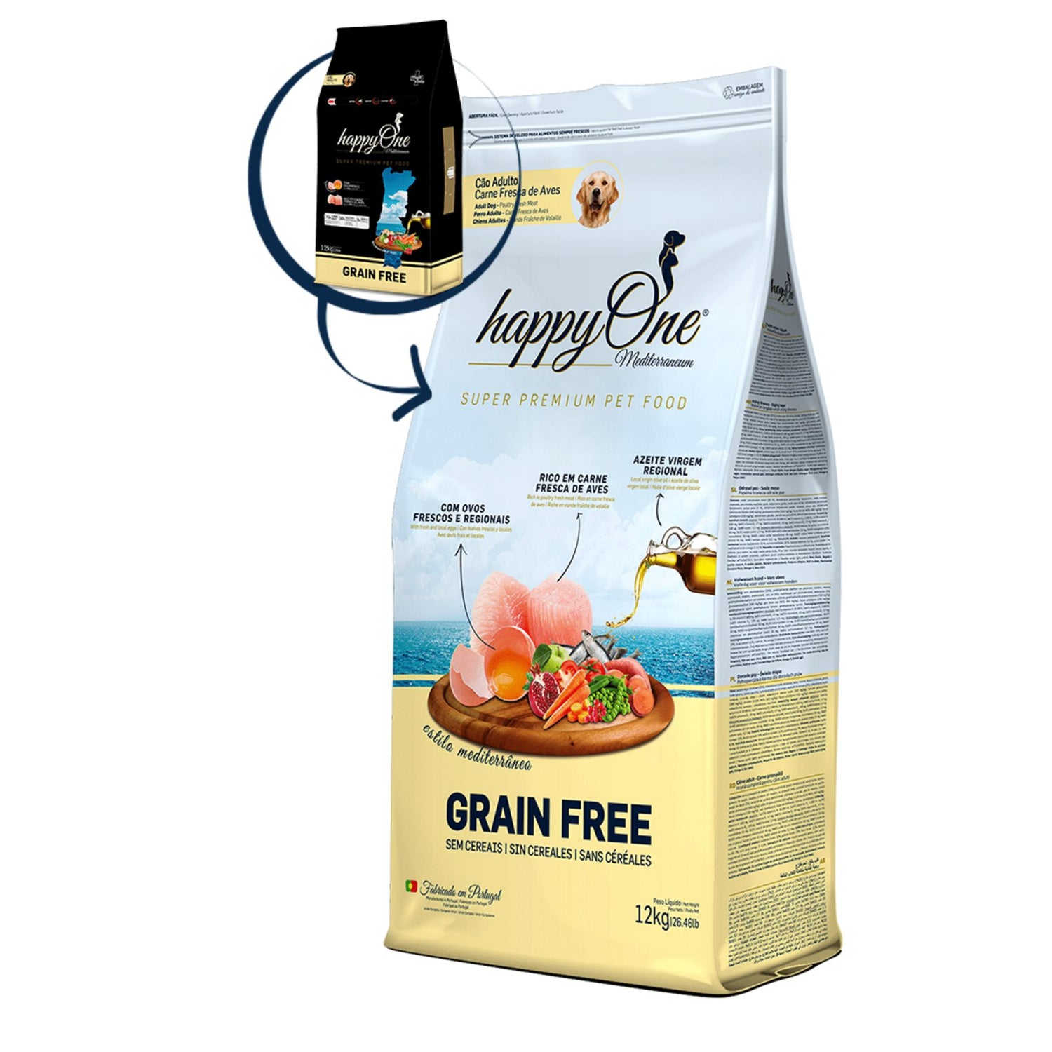 Ração para Cão Adulto Grain Free Happyone Mediterraneum