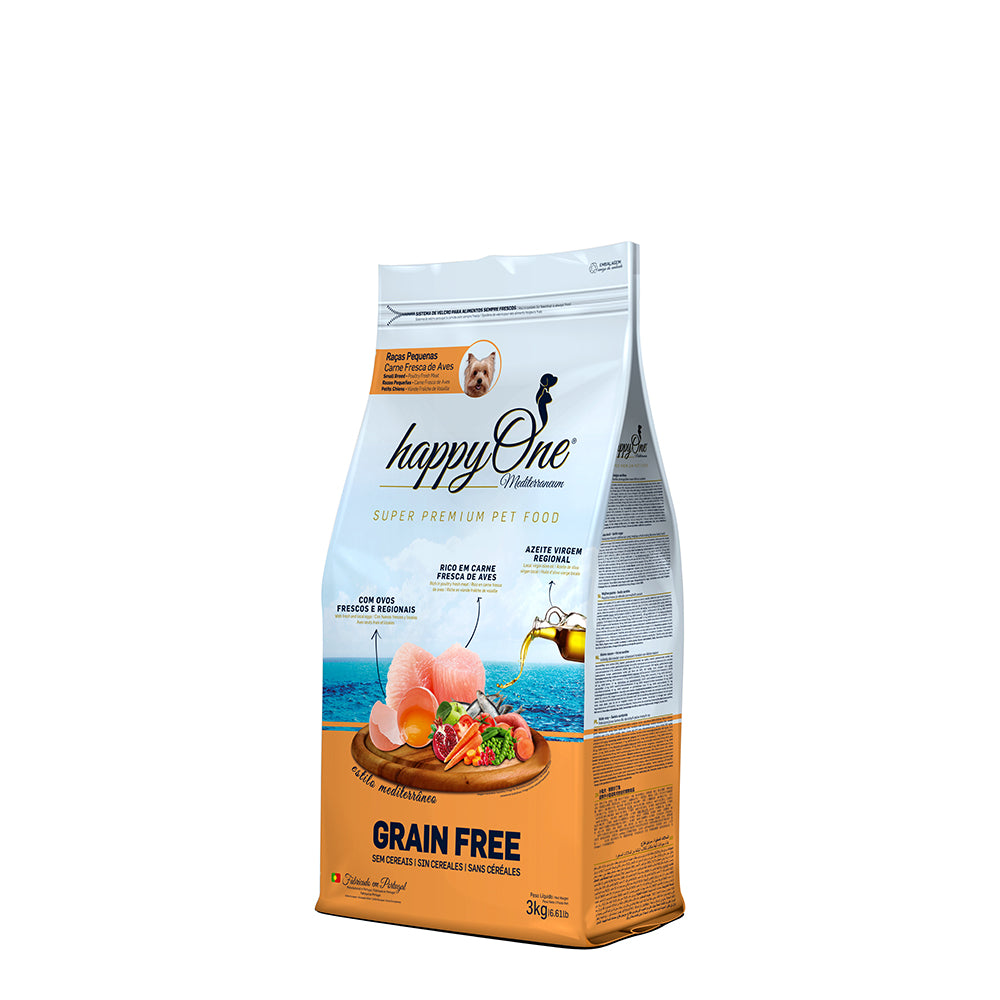 Ração para Cão Adulto Small Breeds Grain Free Happyone Mediterraneum