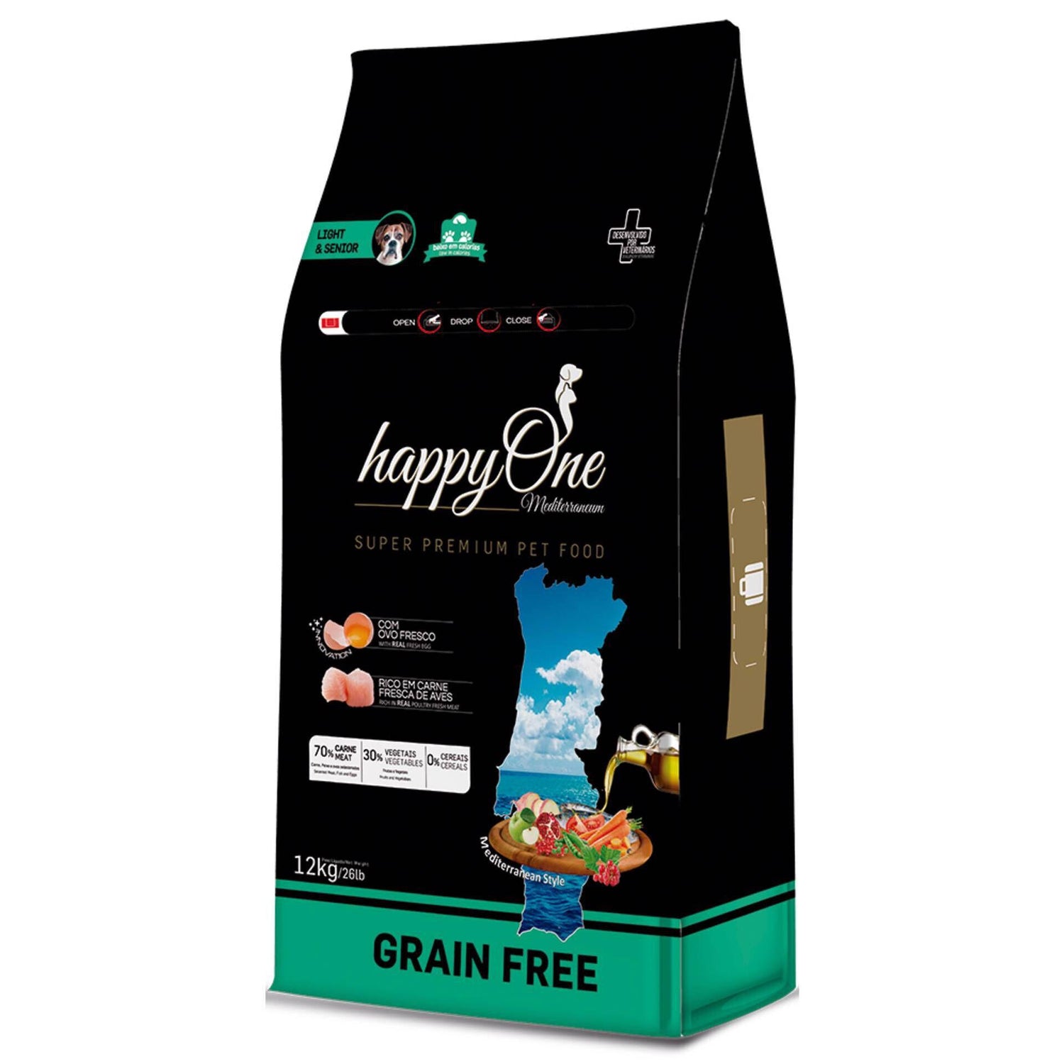 Ração para Cão Sénior Light Happyone Mediterraneum