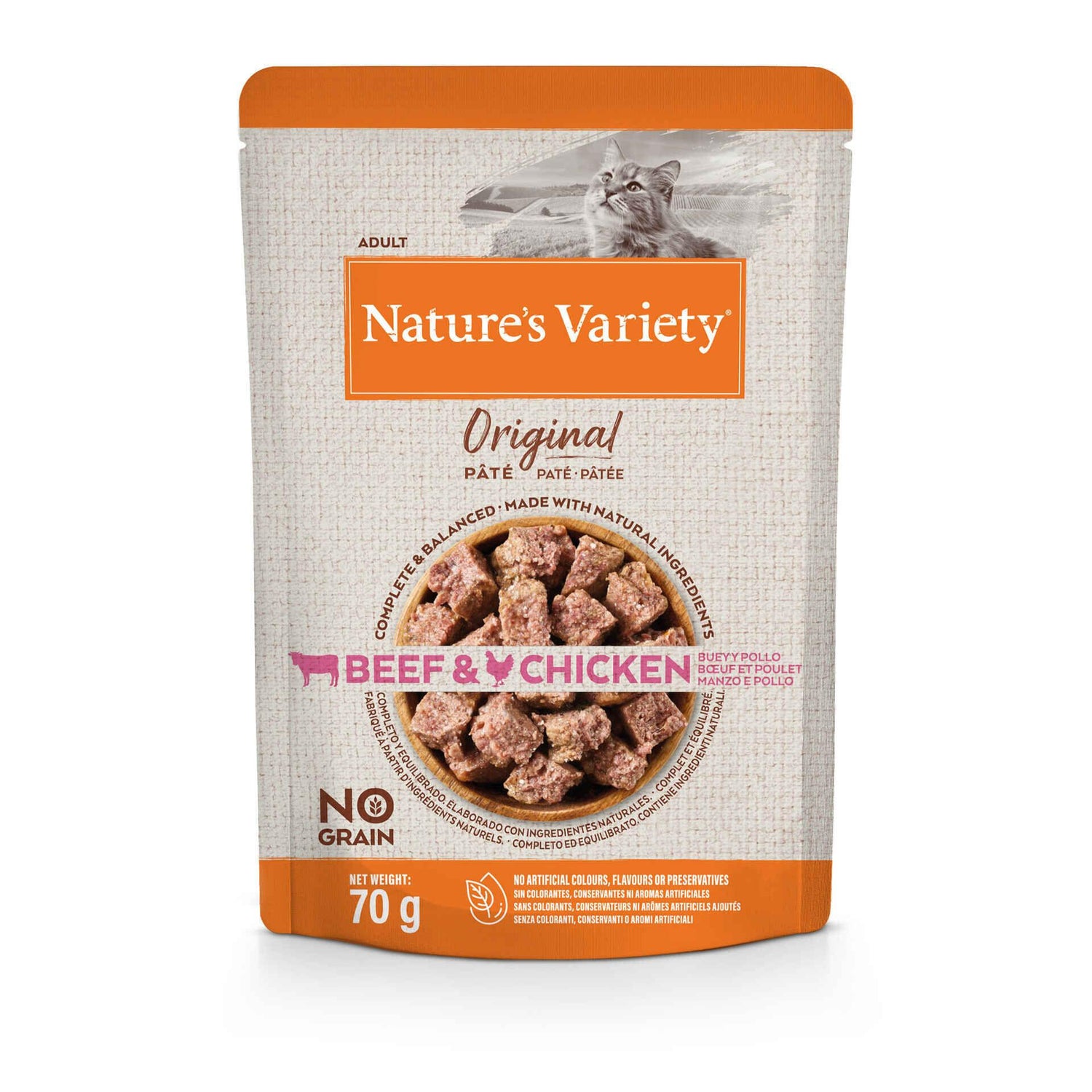 Comida Húmida para Gato Adulto Original Sem Cereais Vaca e Frango Nature's Variety