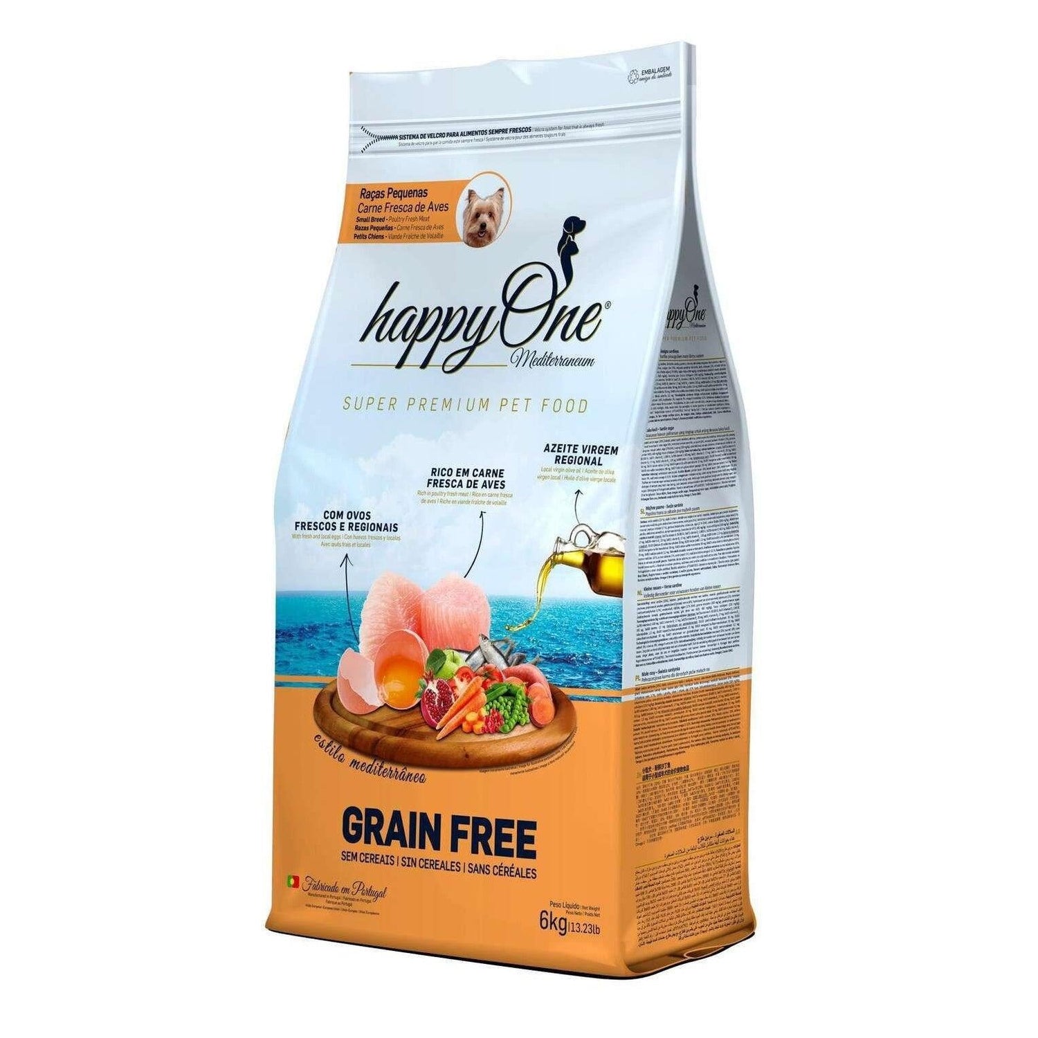 Ração para Cão Adulto Small Breeds Grain Free Happyone Mediterraneum