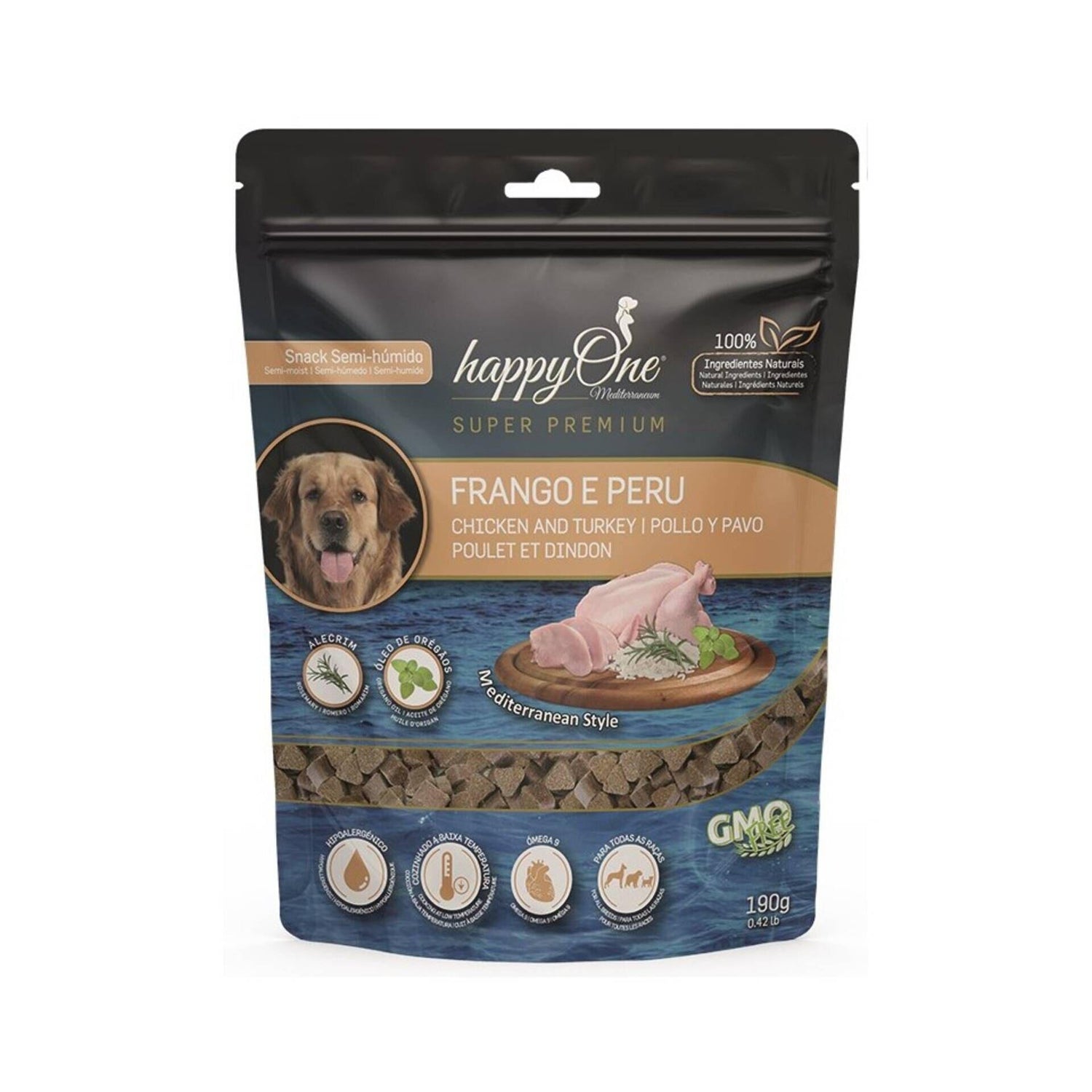 Snack para Cão Adulto Frango e Peru Grain Free Happyone Mediterraneum