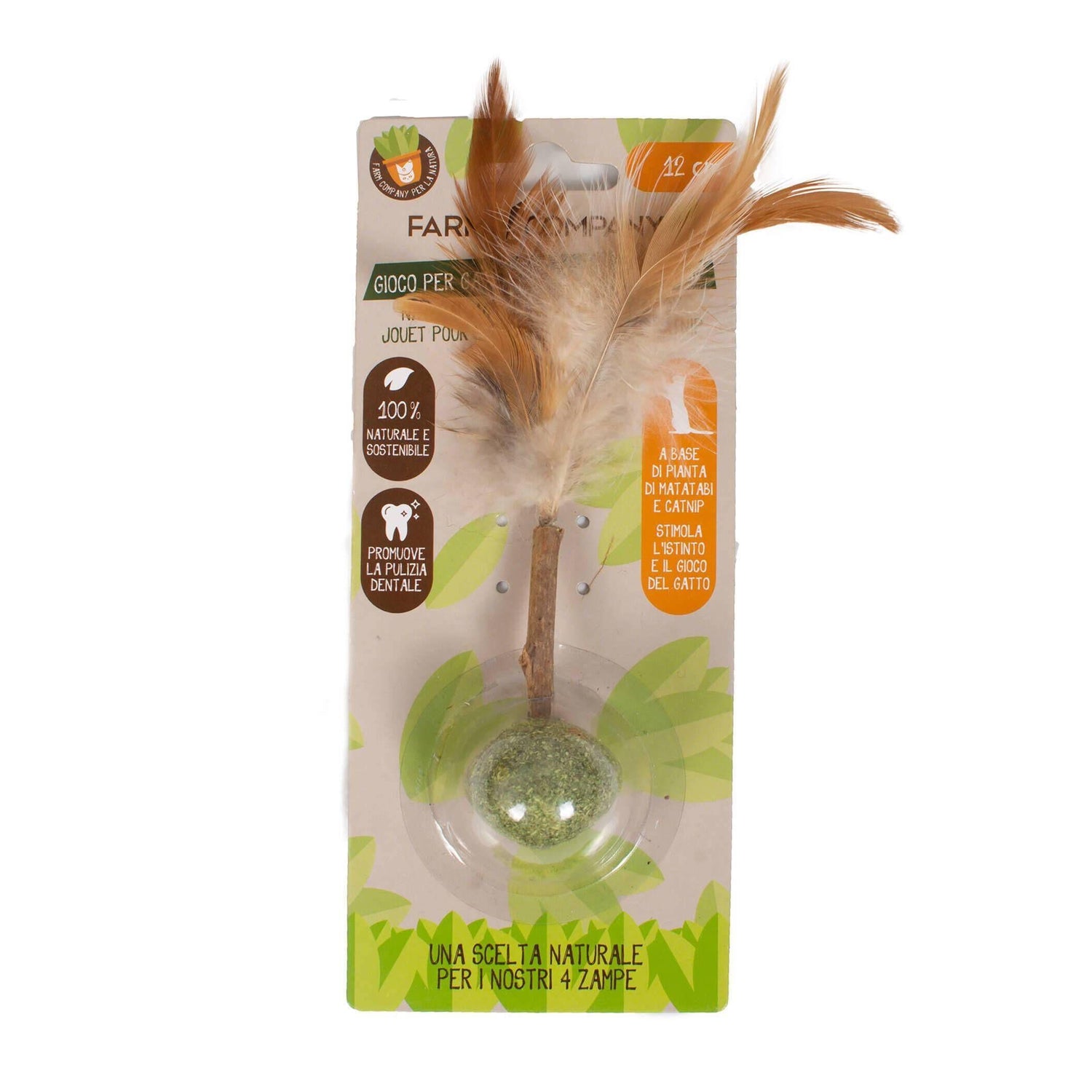 Brinquedo Natural para Gato Com Matatabi Bola Com Penas Farm Company