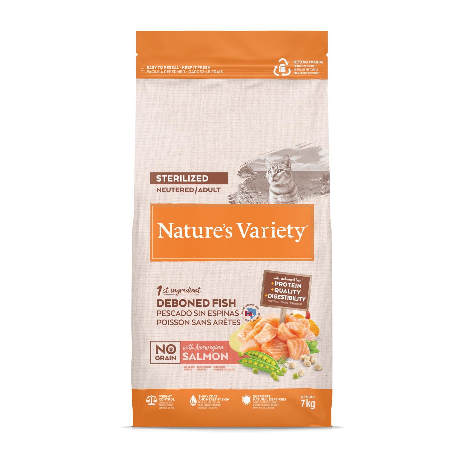 Ração para Gato Adulto Esterilizado Sem Cereais Salmão Nature'S Variety