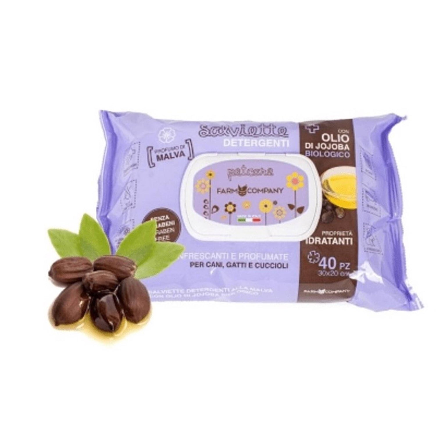 Toalhitas para Cão Malva com Óleo Jojoba Orgânico Farm Company