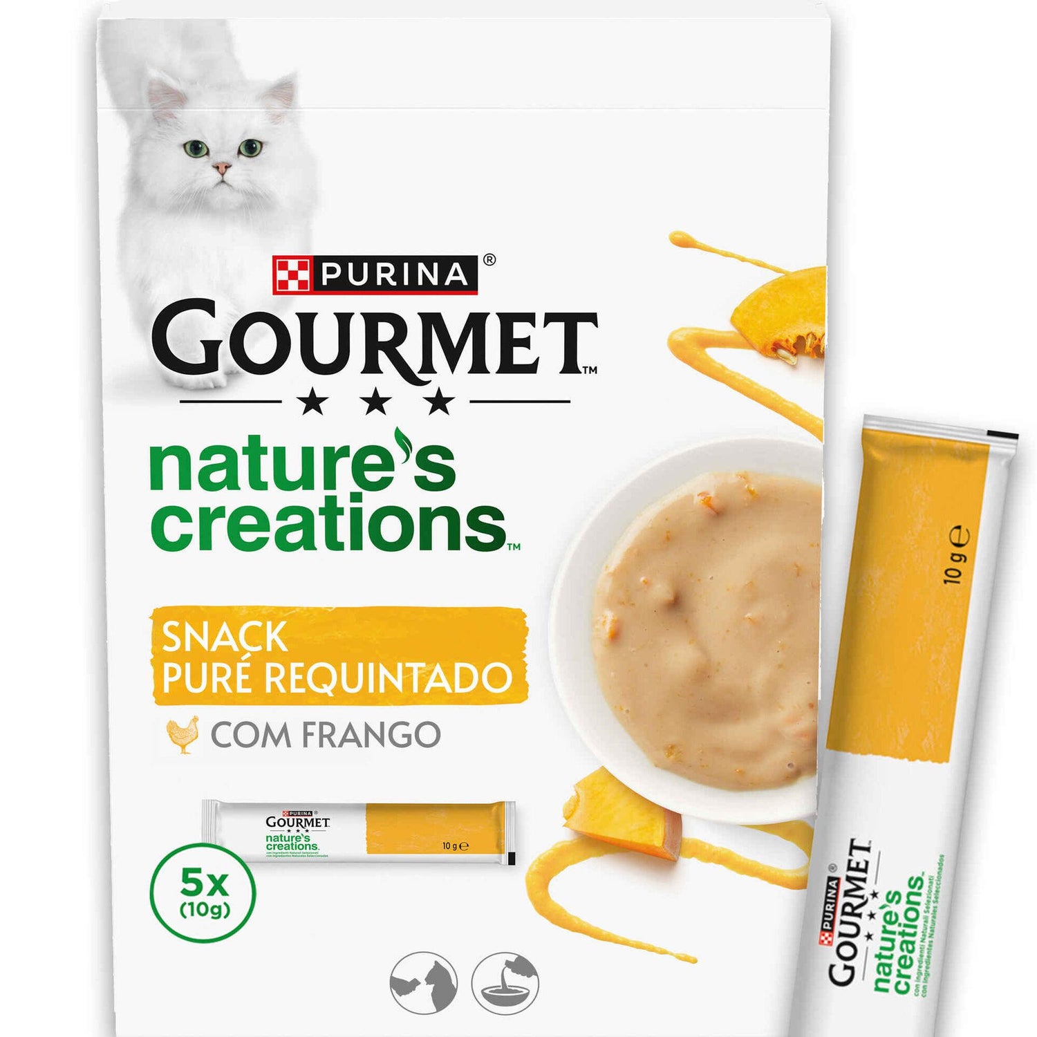 Snack para Gato Adulto Puré Frango Purina Gourmet Nature