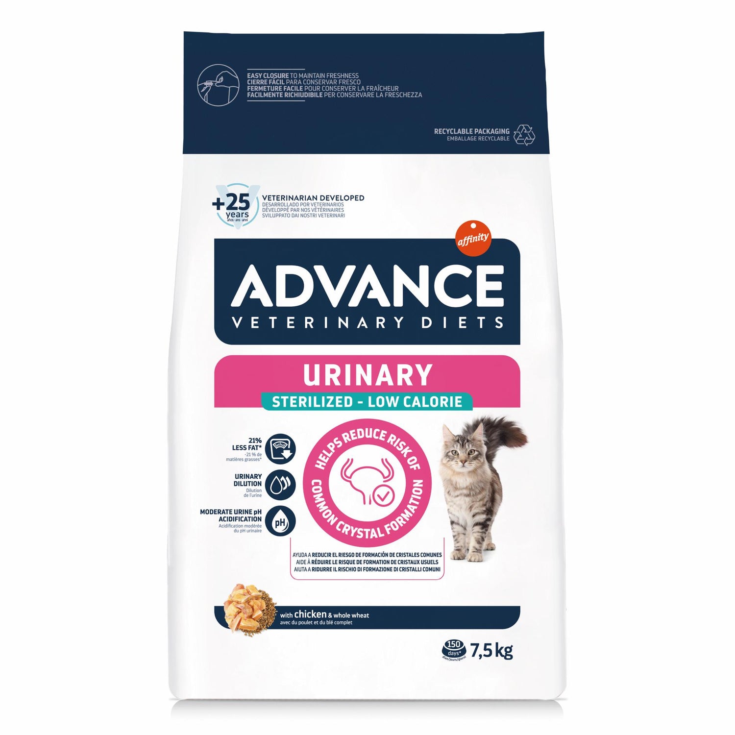 Ração para Gato Adulto Esterilizado Urinary Low Calorie Affinity Advance Veterinary Diets