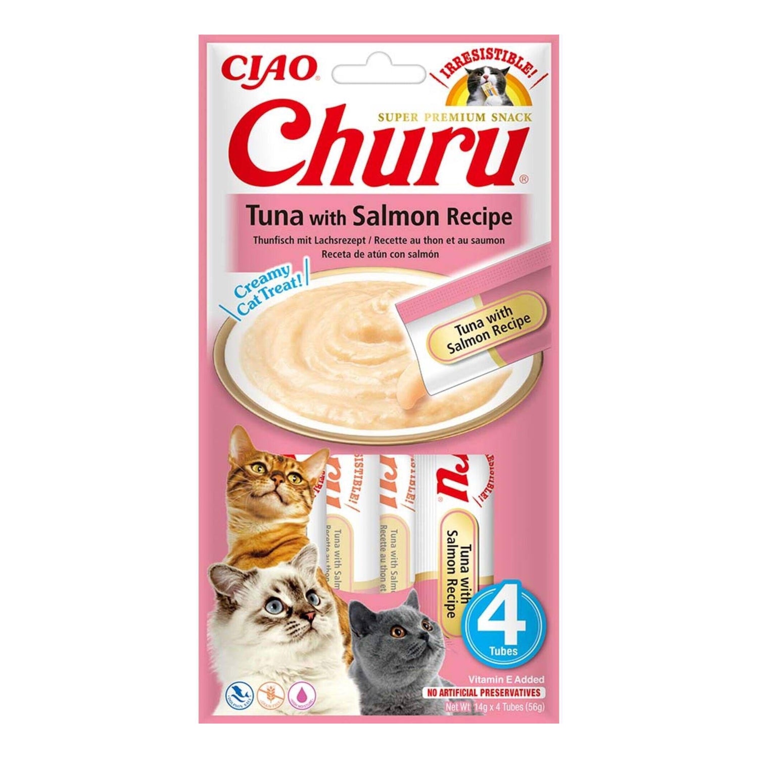 Puré para Gato Atum E Salmão Churu