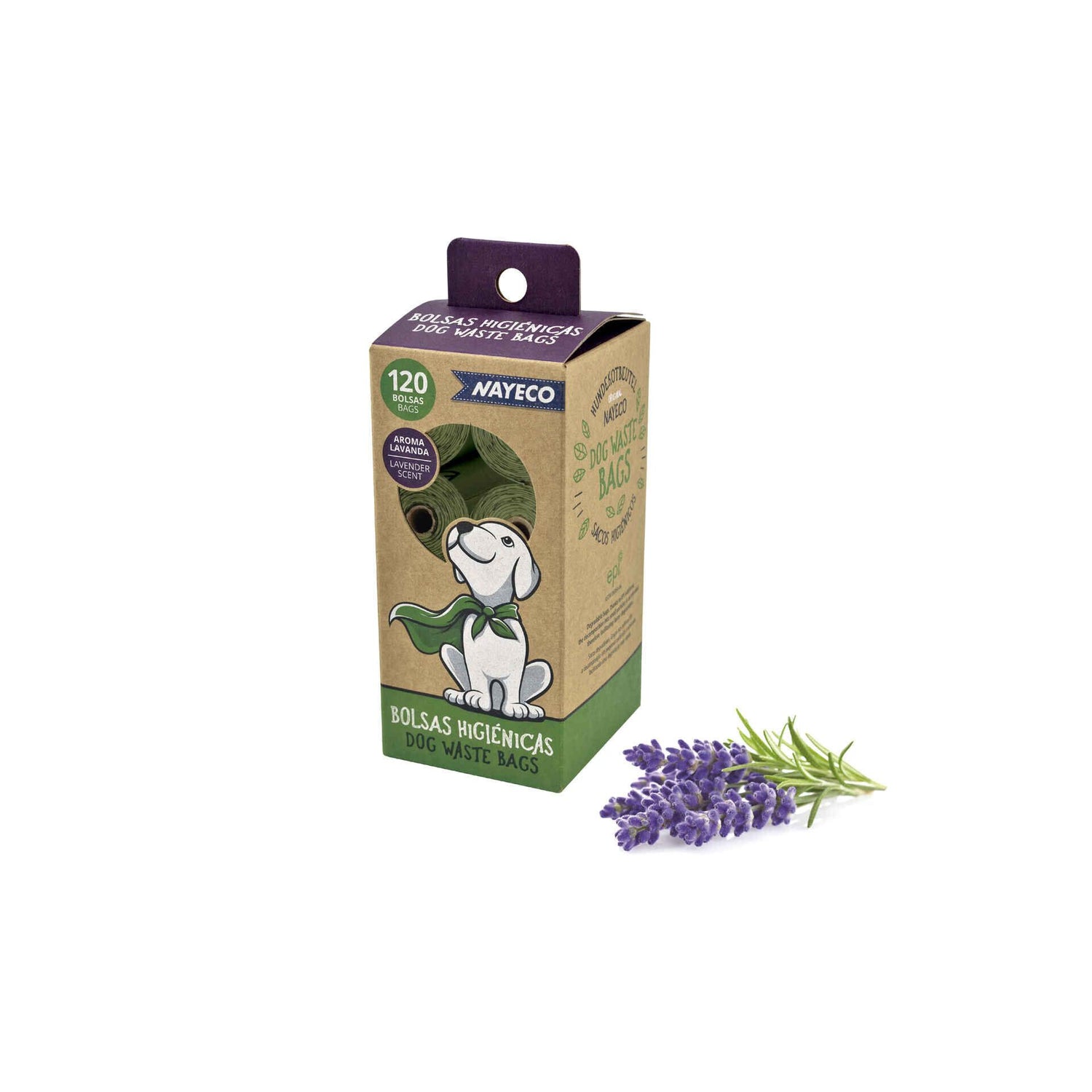 Sacos de Dejetos Compostáveis e Biodegradáveis Lavanda Nayeco