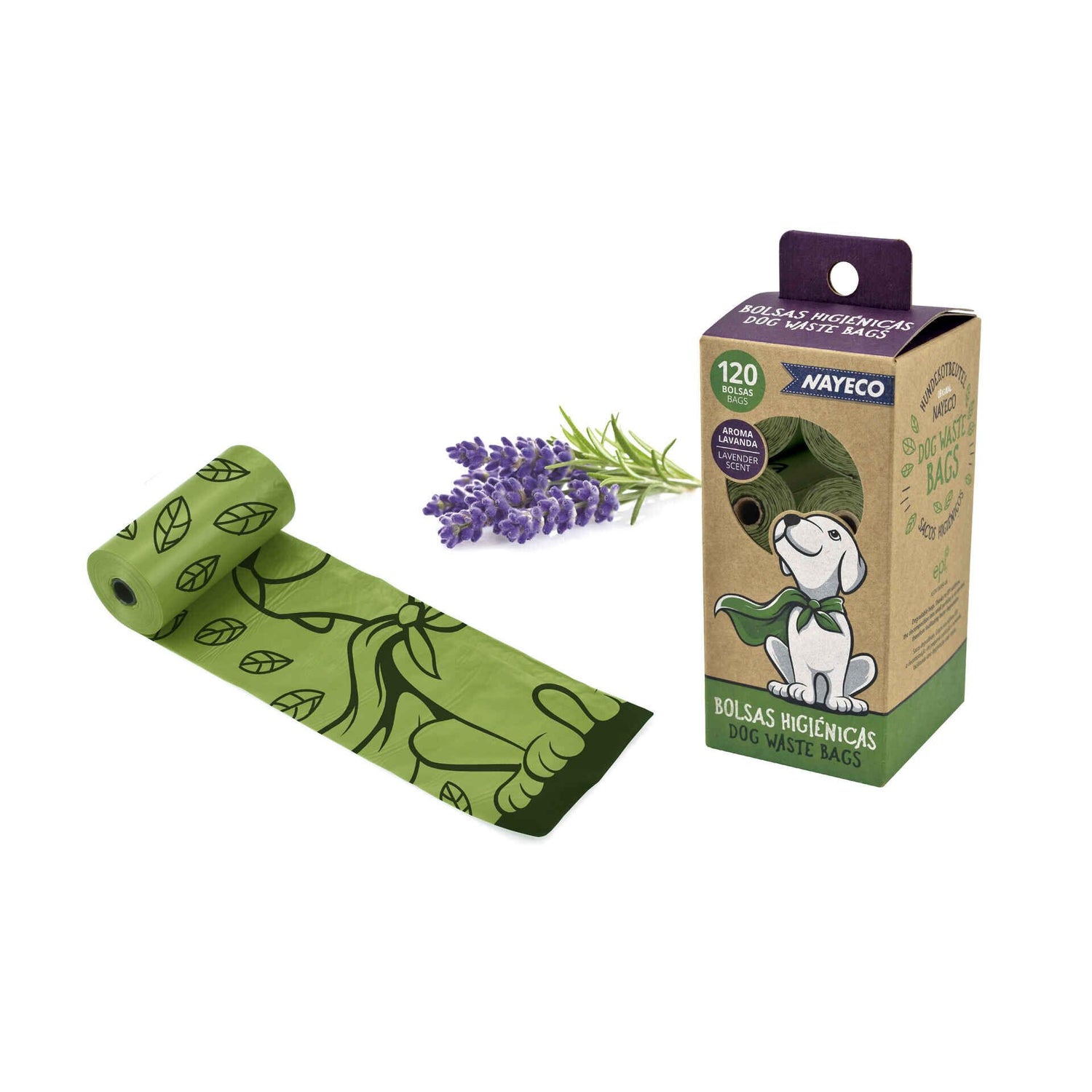 Sacos de Dejetos Compostáveis e Biodegradáveis Lavanda Nayeco