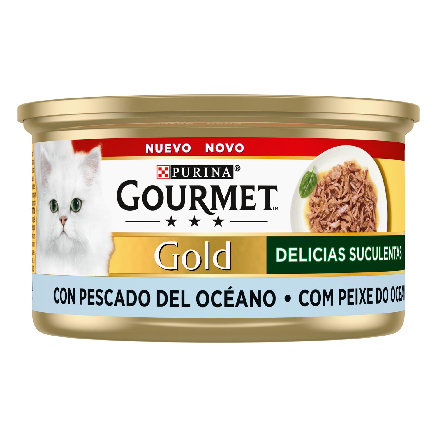 Comida Húmida para Gato Adulto Delícias Suculentas Peixe do Oceano Purina Gourmet Gold