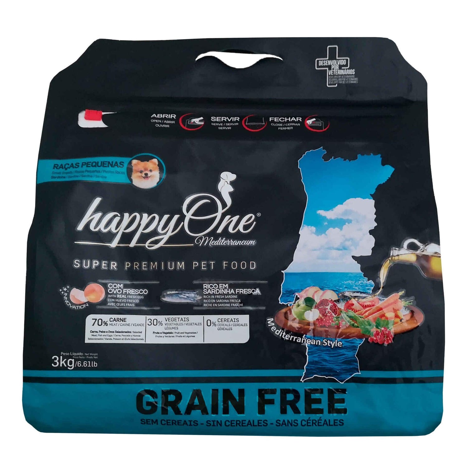 Ração para Cão Adulto Sardinha Happyone Mediterraneum