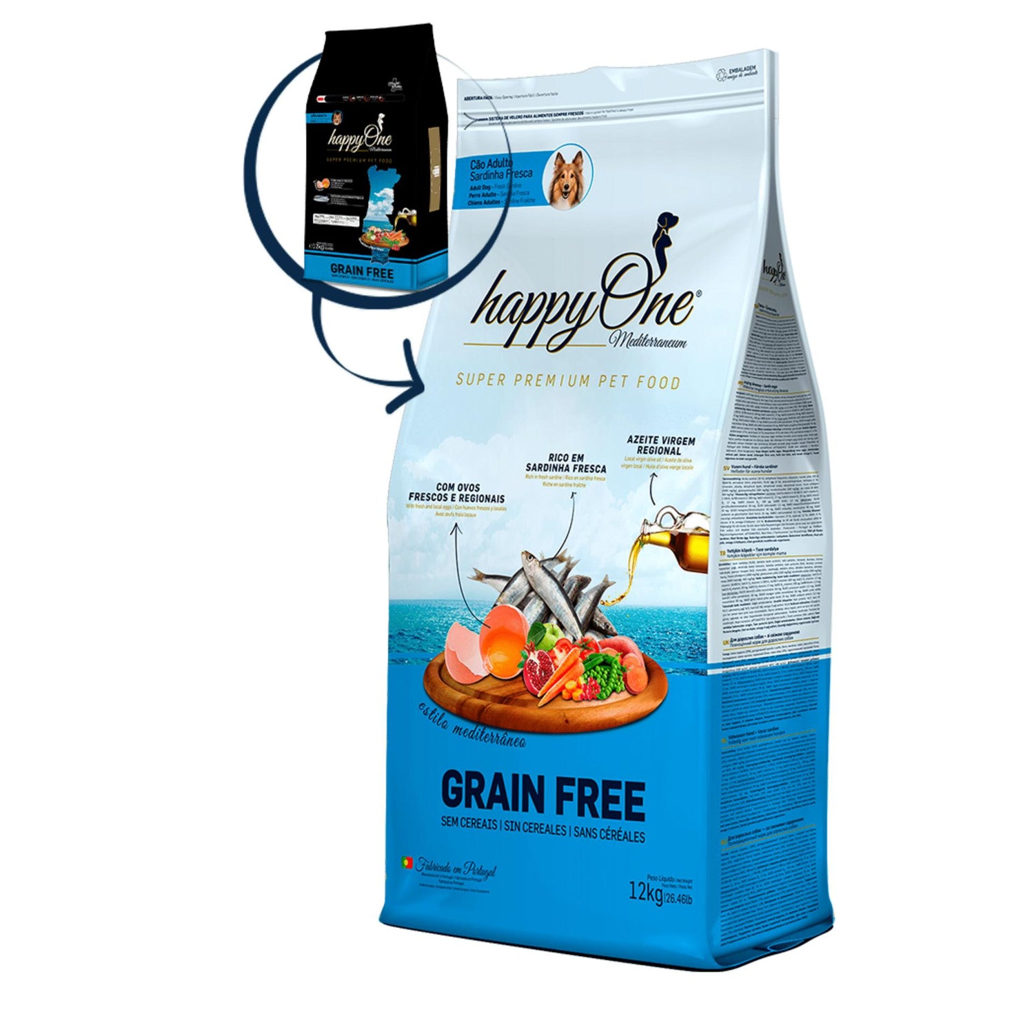 Ração para Cão Adulto Sardinha Happyone Mediterraneum
