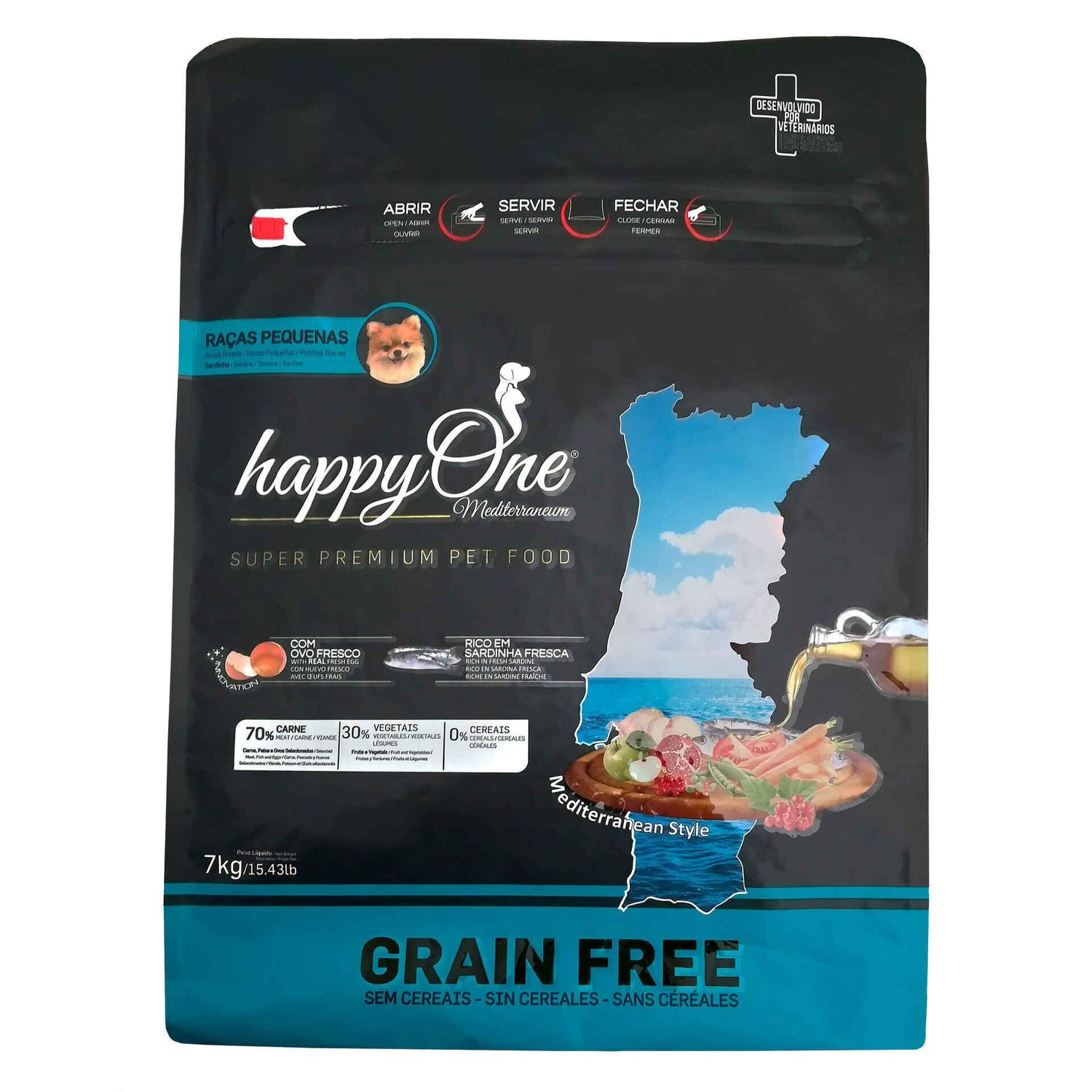 Ração para Cão Adulto Sardinha Happyone Mediterraneum