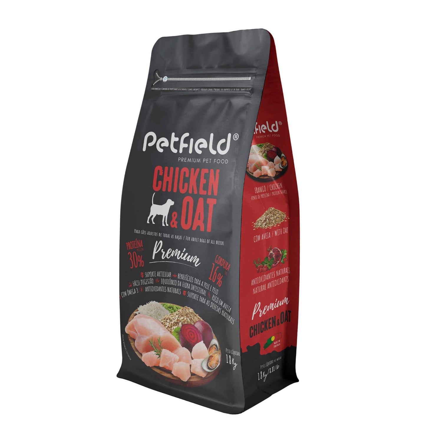 Ração para Cão Adulto Premium Frango e Aveia Petfield