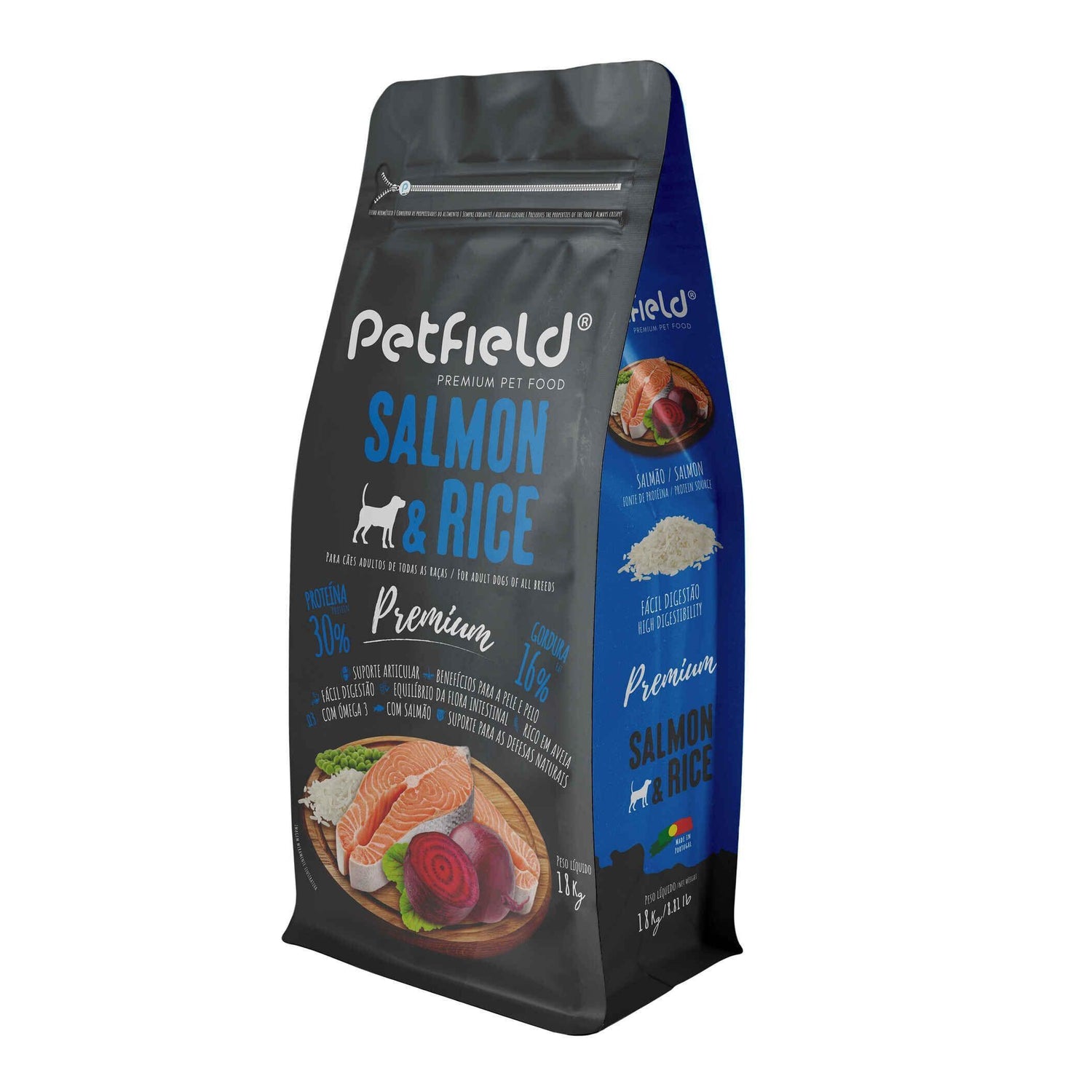 Ração para Cão Adulto Premium Salmão e Arroz Petfield