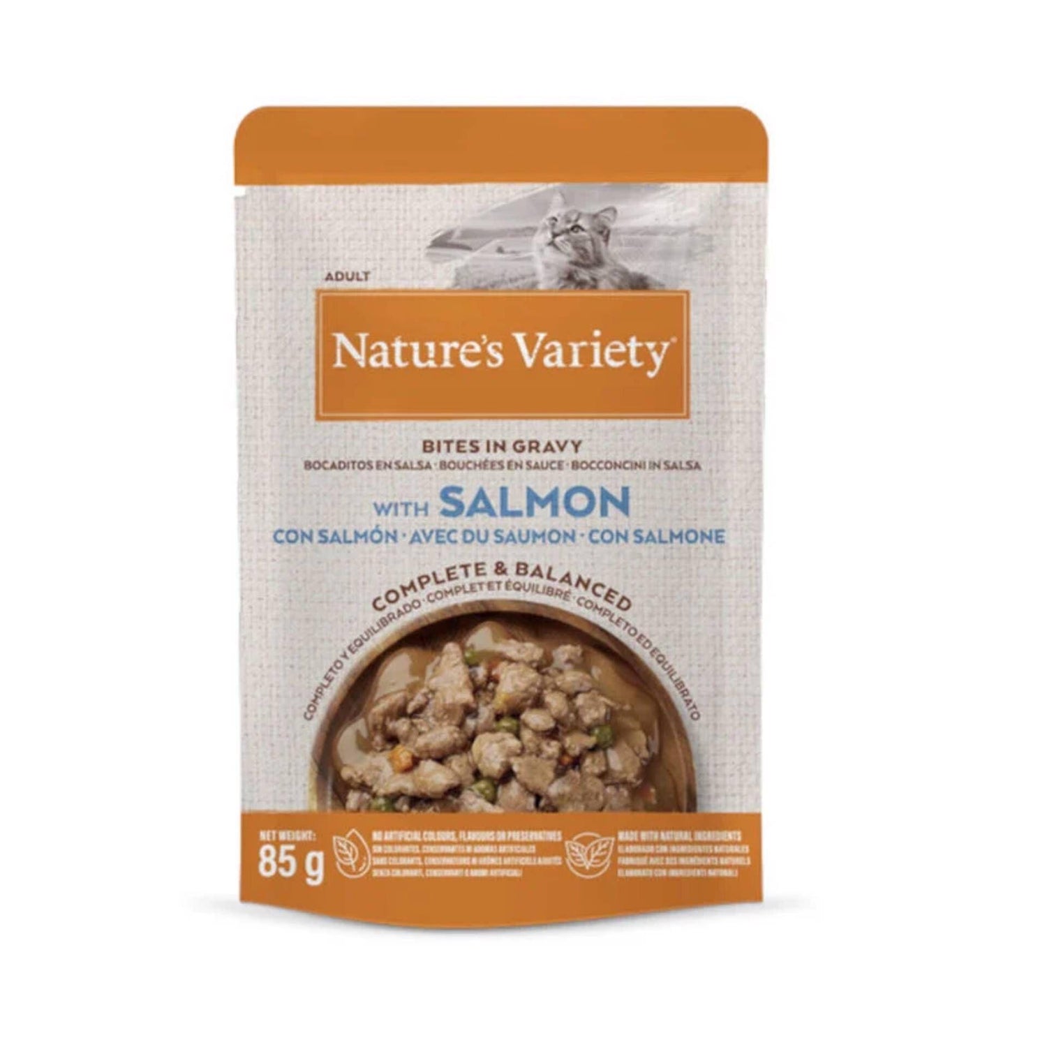 Comida Húmida para Gato Wet Bites Molho Salmão Nature's Variety