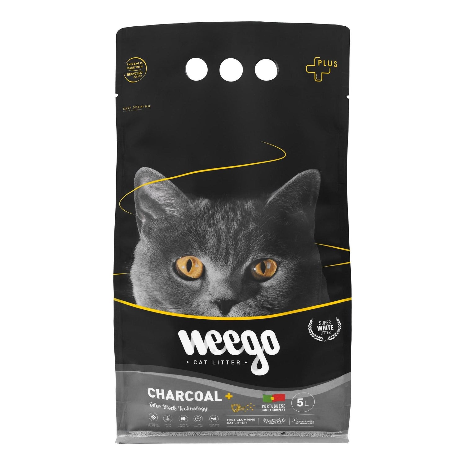 Areia Aglomerante Active Charcoal Plus Weego 5 l