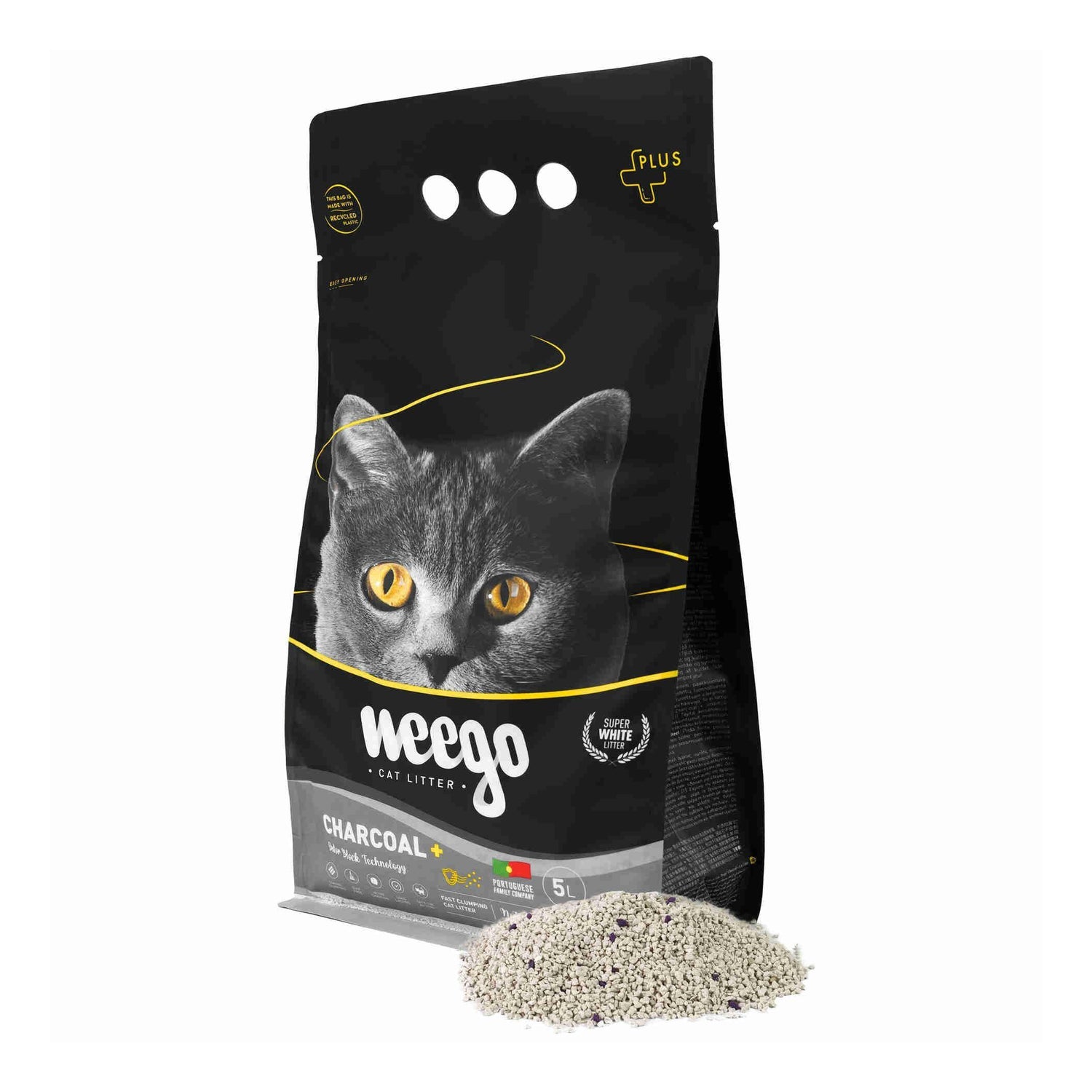 Areia Aglomerante Active Charcoal Plus Weego 5 l