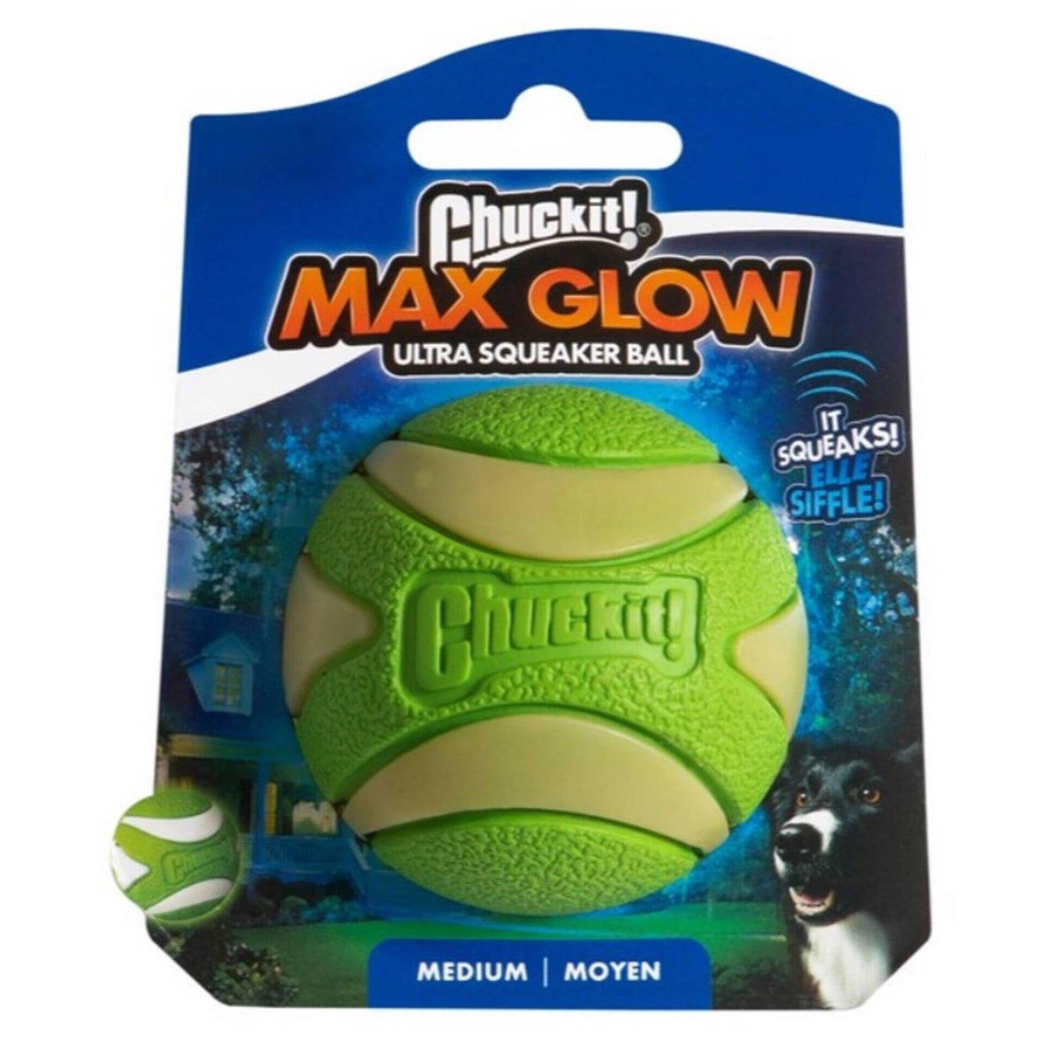 Brinquedo para Cão Max Glow Ultra Squaker Ball Chuckit!