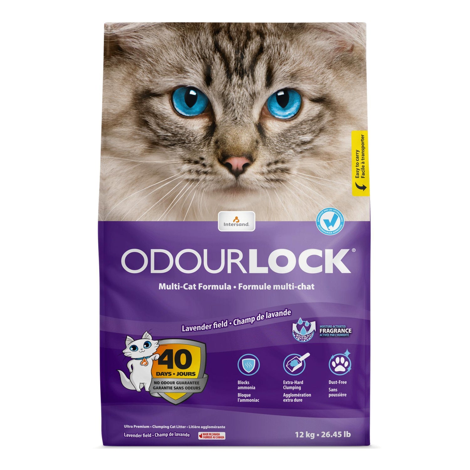 Areia Aglomerante Lavanda Odourlock 12 kg