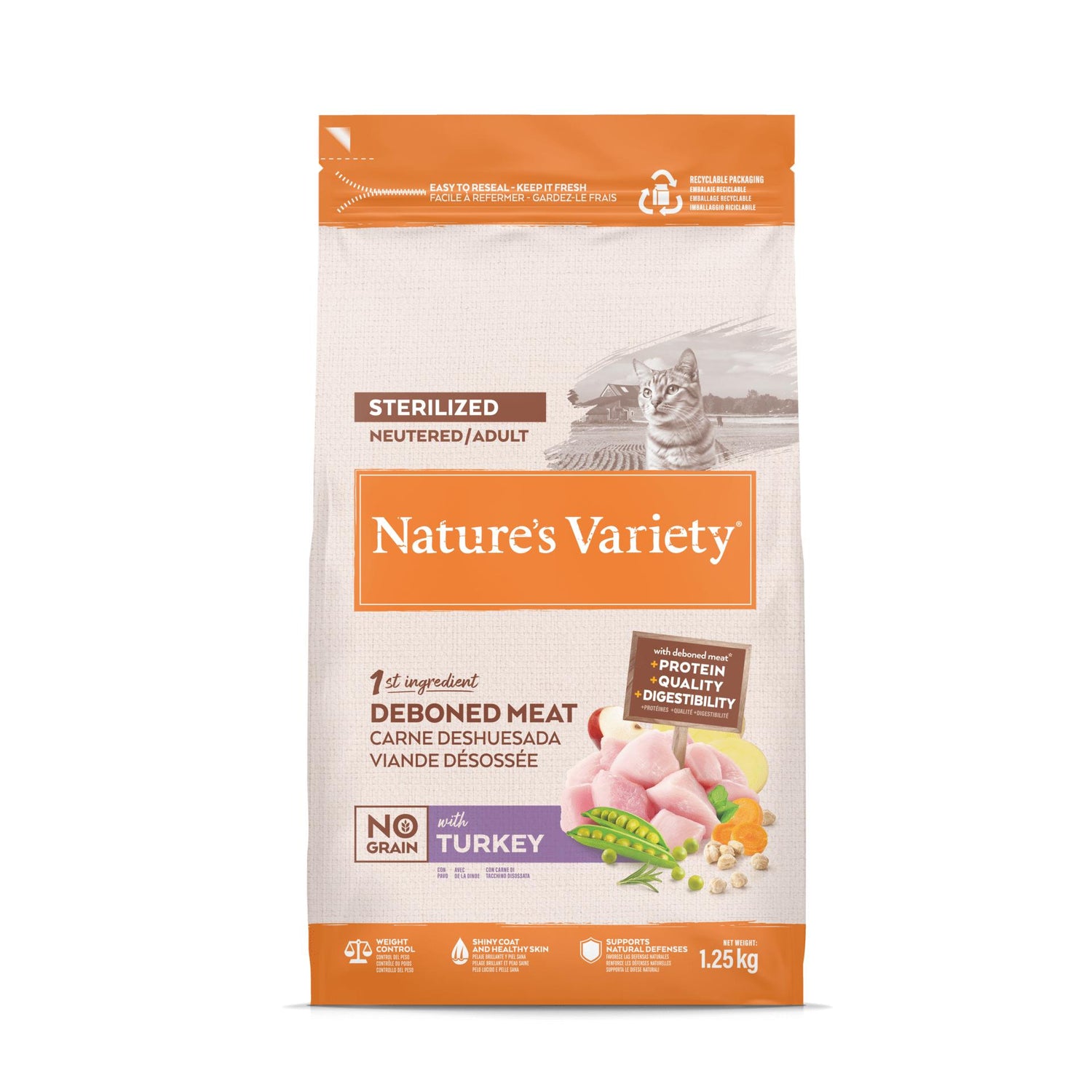 Ração para Gato Adulto Esterilizado Sem Cereais Peru Nature'S Variety