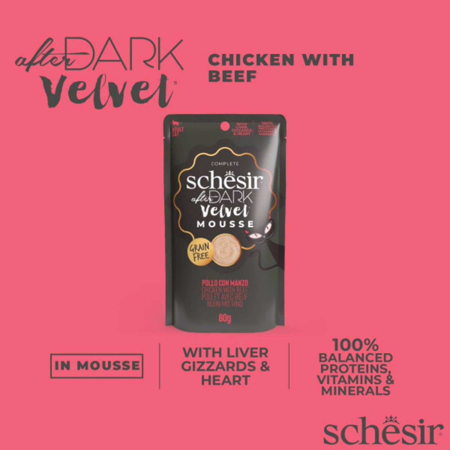 Comida Húmida para Gato Dark Mousse Frango e Carne Schesir