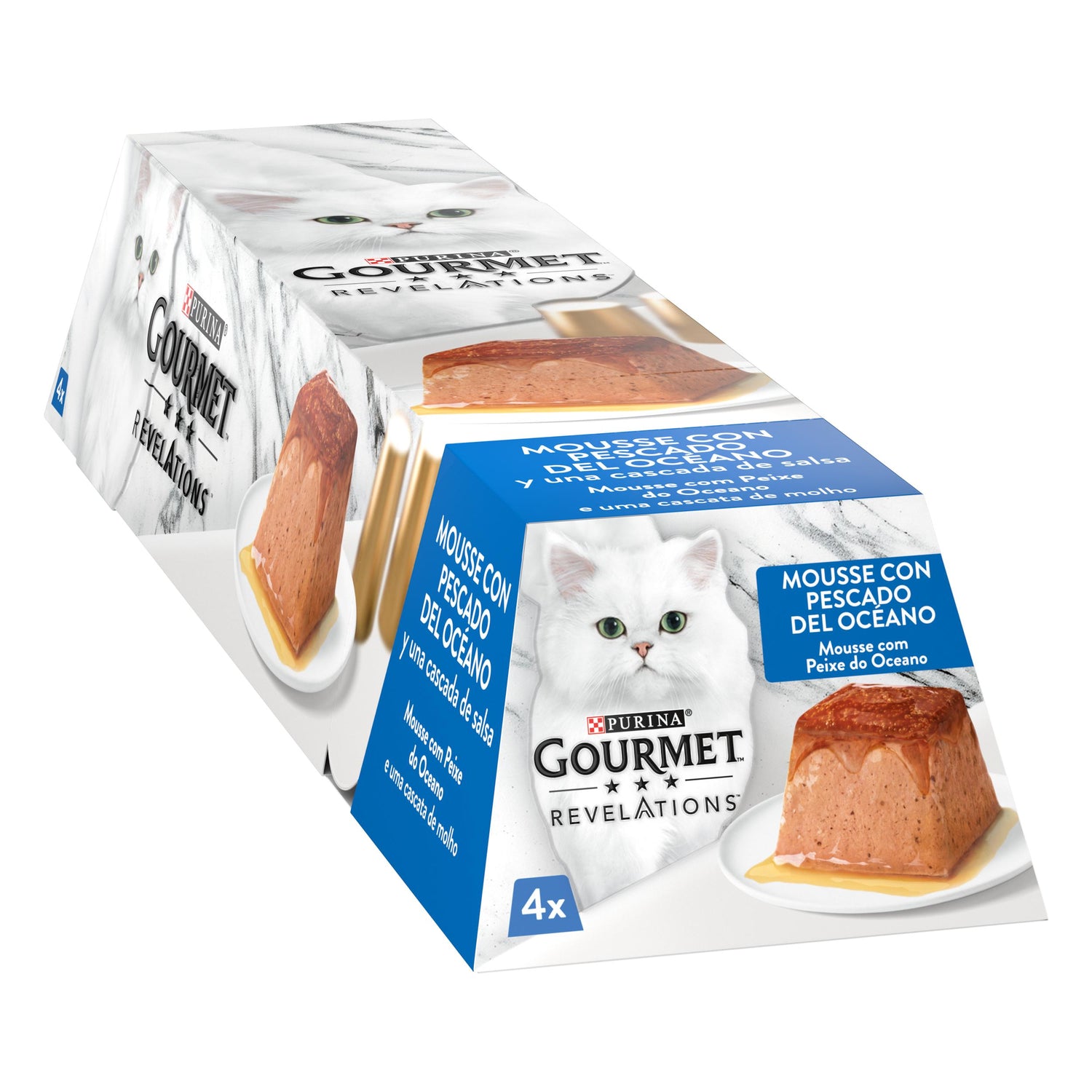 Comida Húmida para Gato Adulto Revelations Mousse Peixe do Oceano Terrina Purina Gourmet
