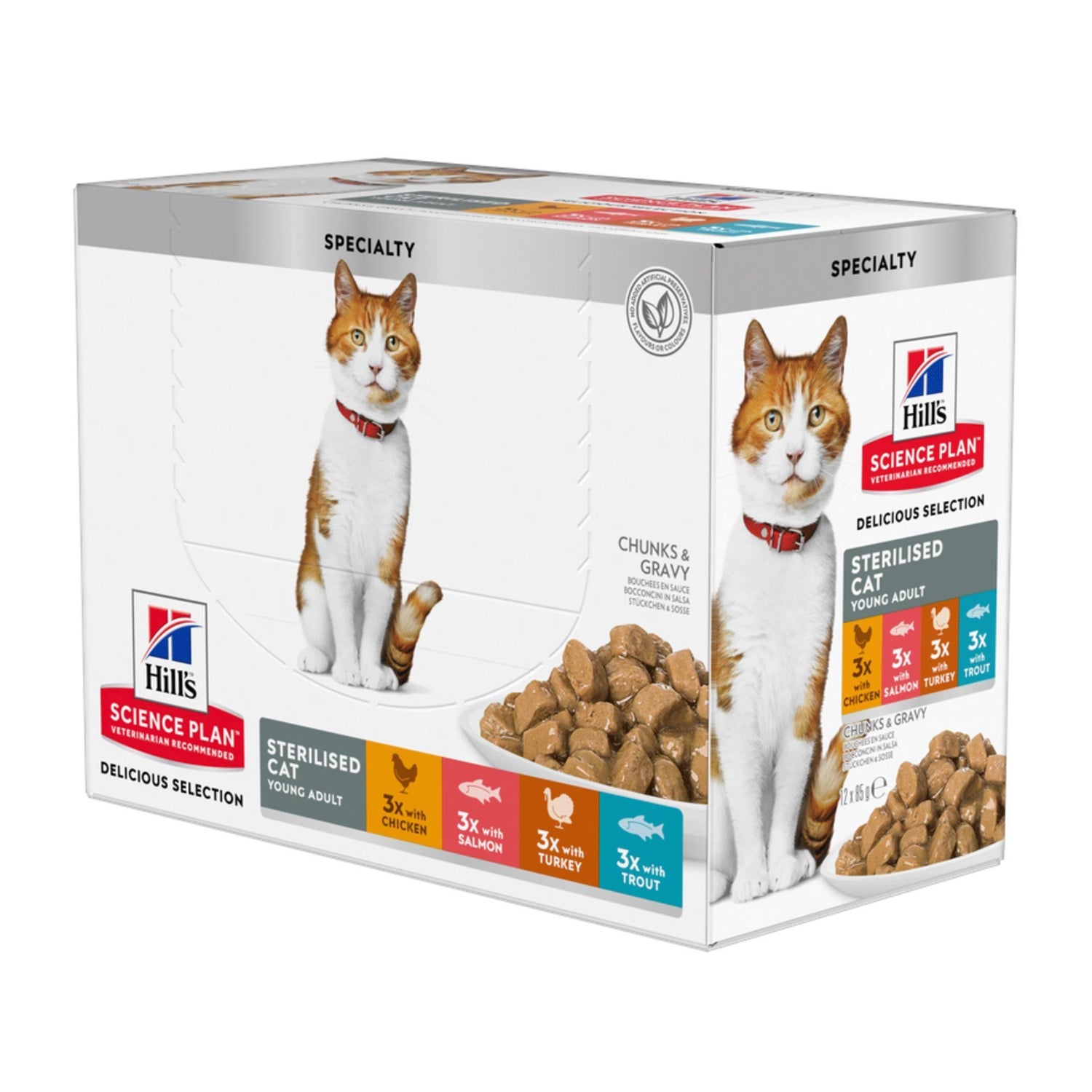 Comida Húmida para Gato Esterilizado Frango Salmão Peru e Truta Hill'S Science Plan