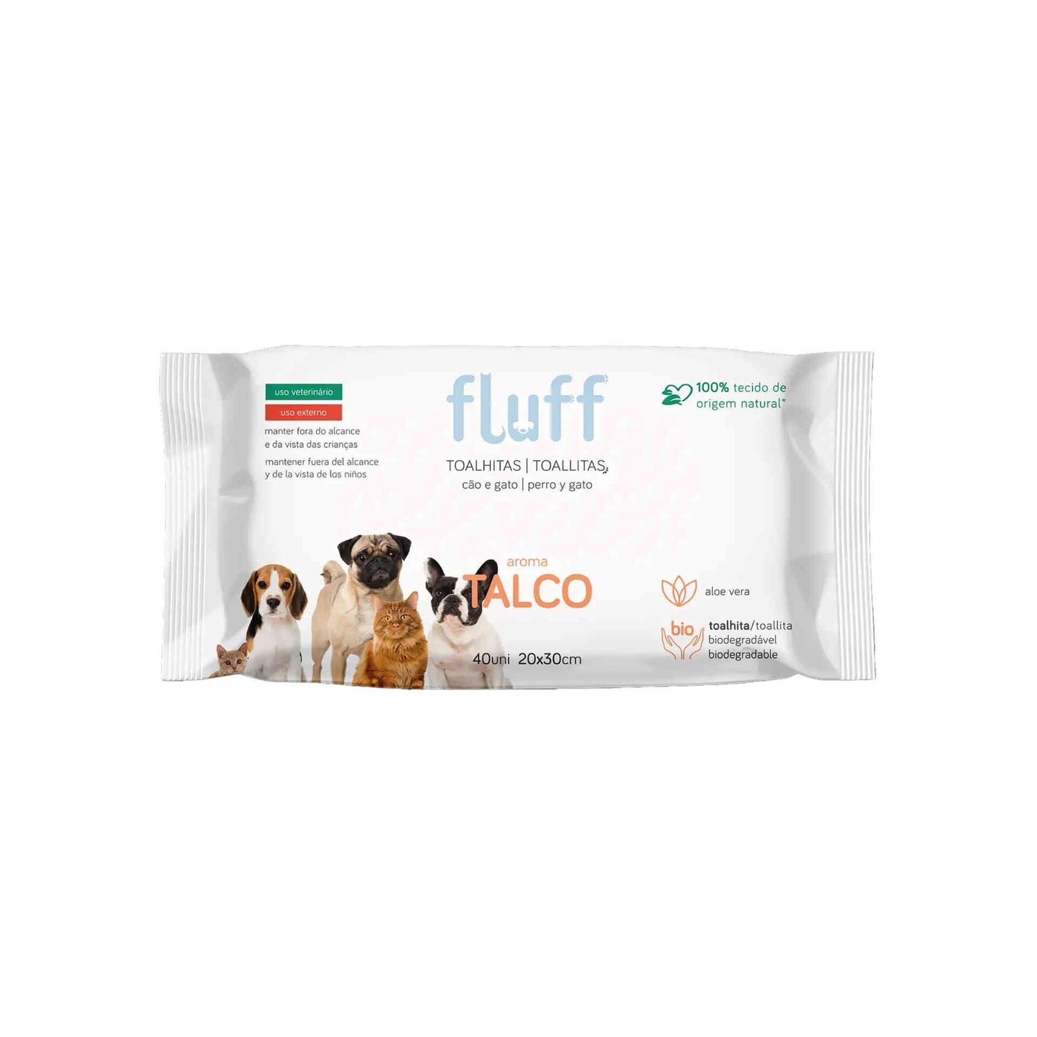 Toalhitas Biodegradáveis Pó de Talco Fluff