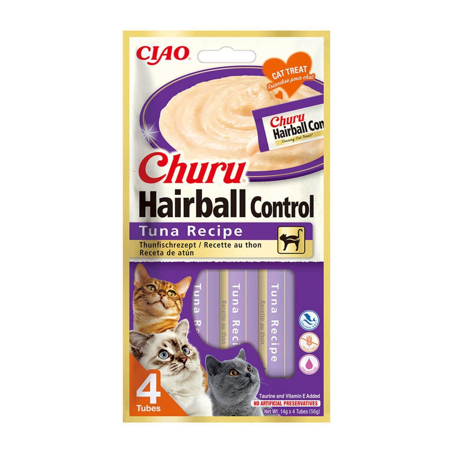 Snack para Gato Controlo Bolas De Pelo Atum Churu