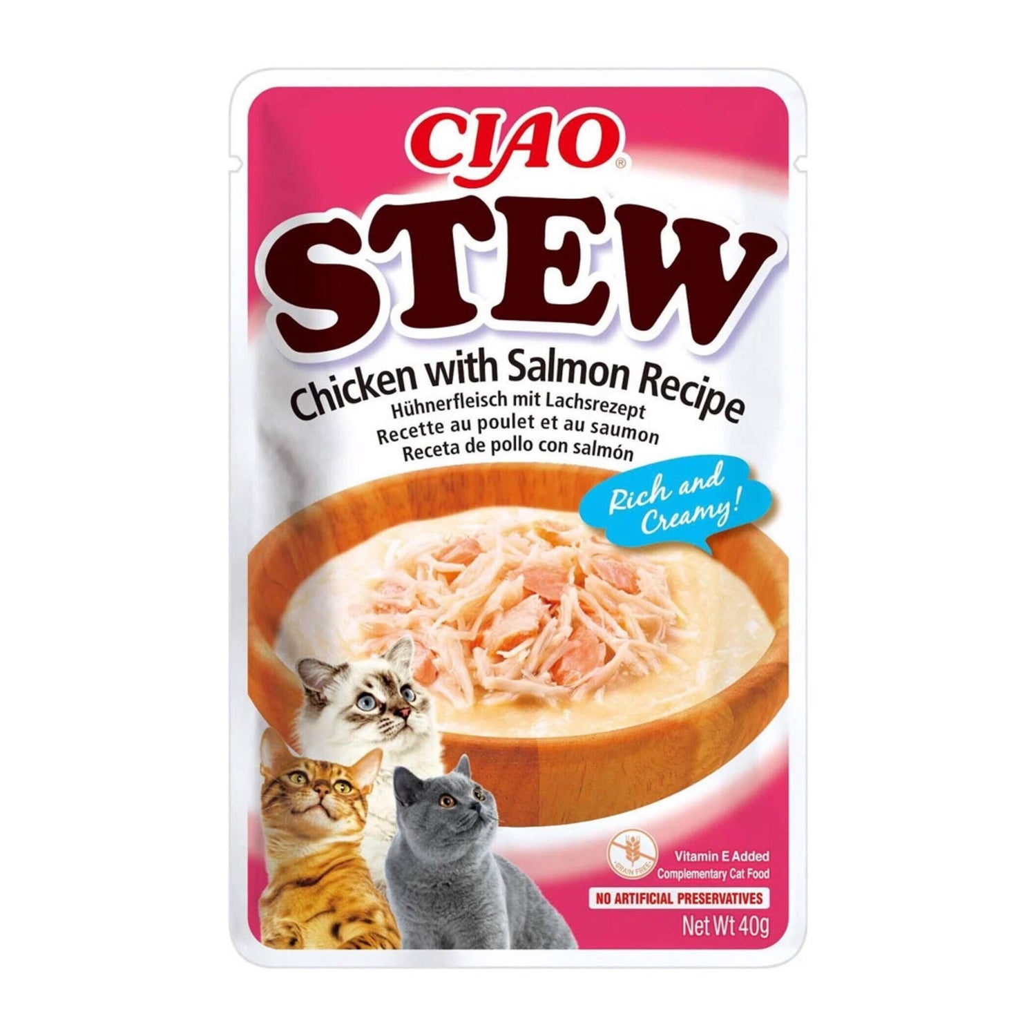 Snack para Gato Stew Frango E Salmão Churu