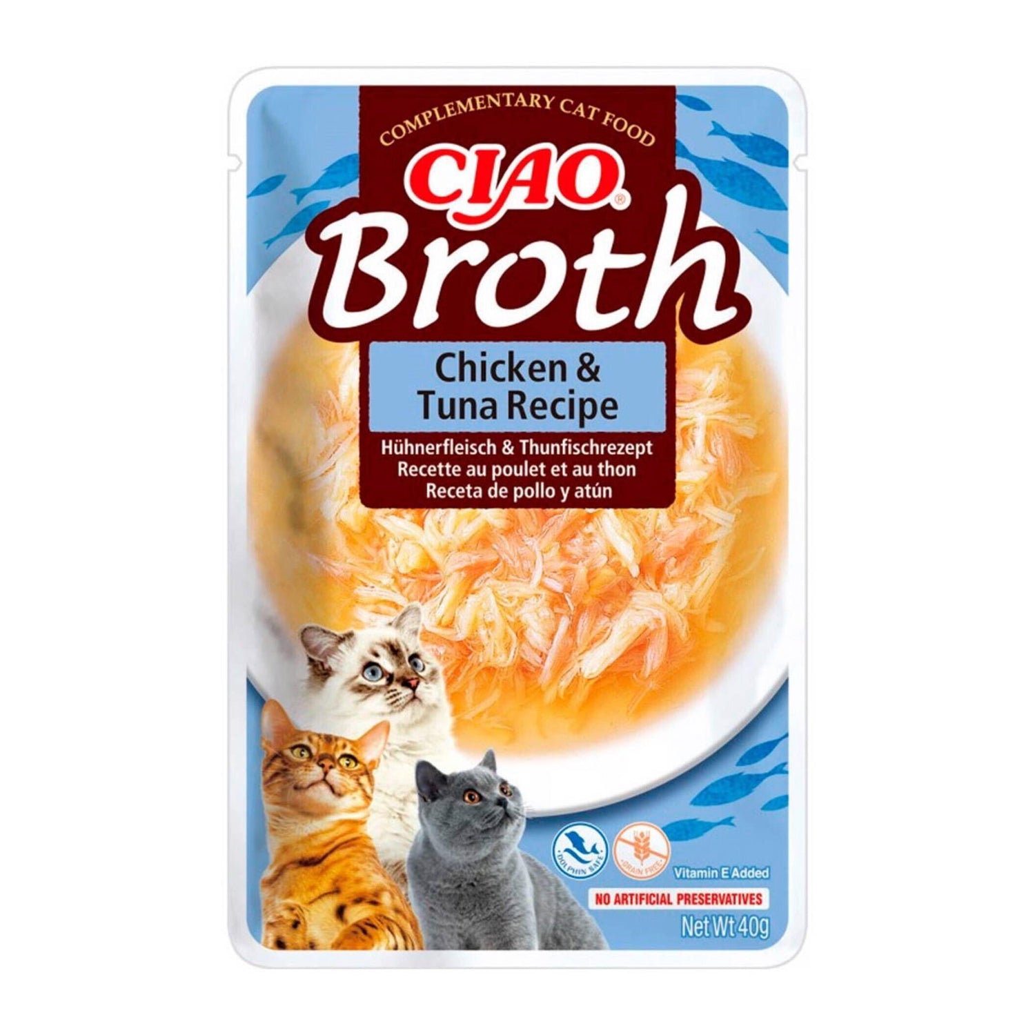 Snack para Gato Broth Frango E Atum Churu