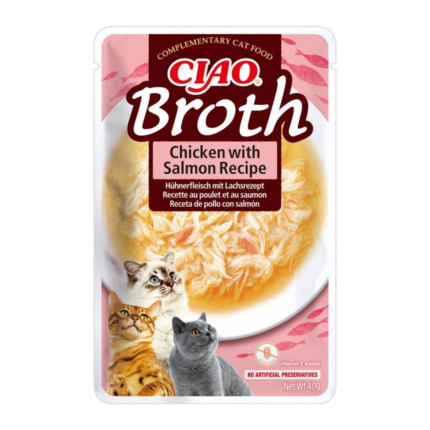Snack para Gato Broth Frango E Salmão Churu