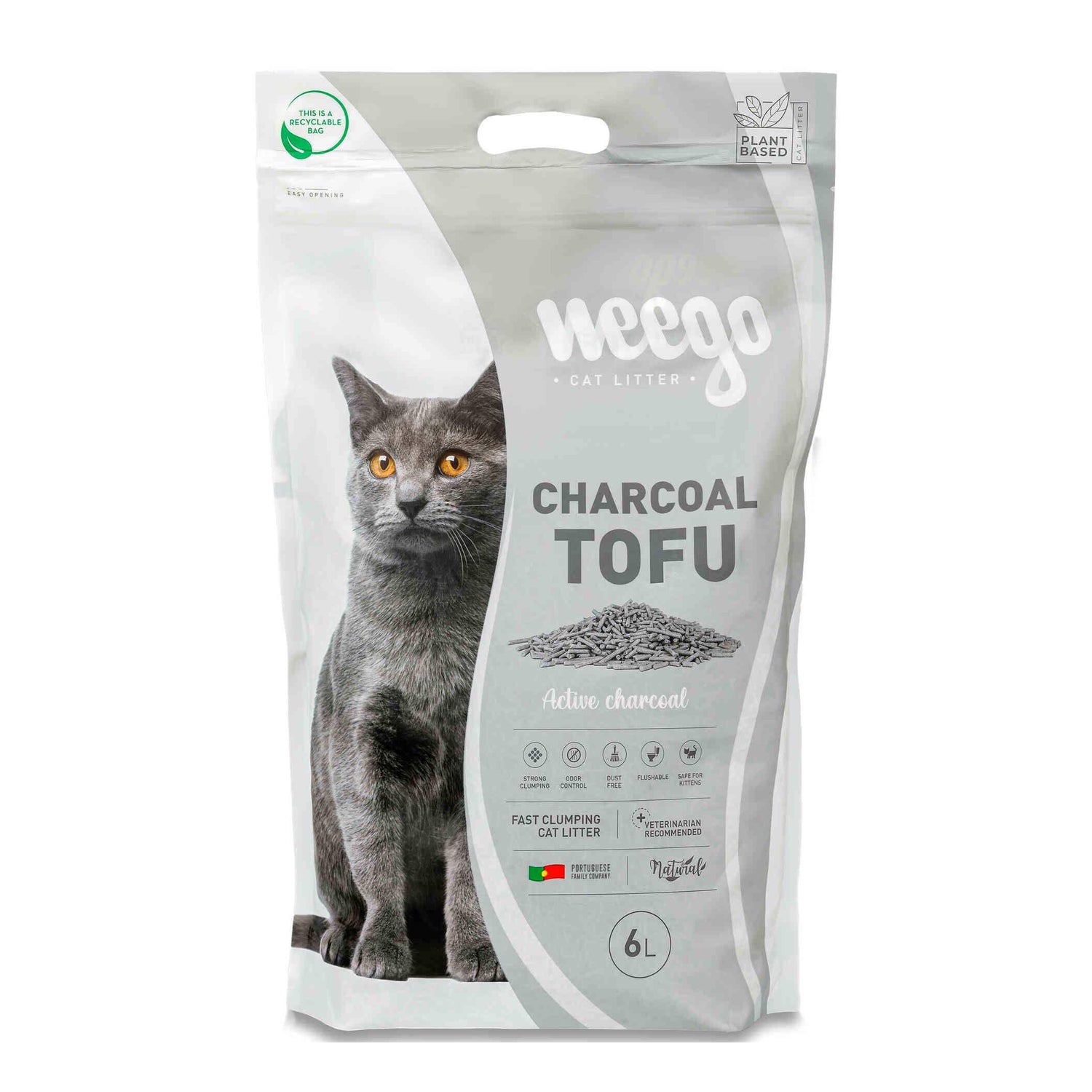 Areia Aglomerante Charcoal Tofu Weego 6 l