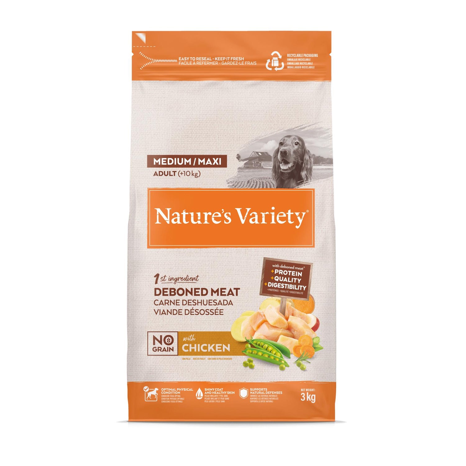 Ração para Cão Adulto Médio Sem Cereais Frango Nature'S Variety
