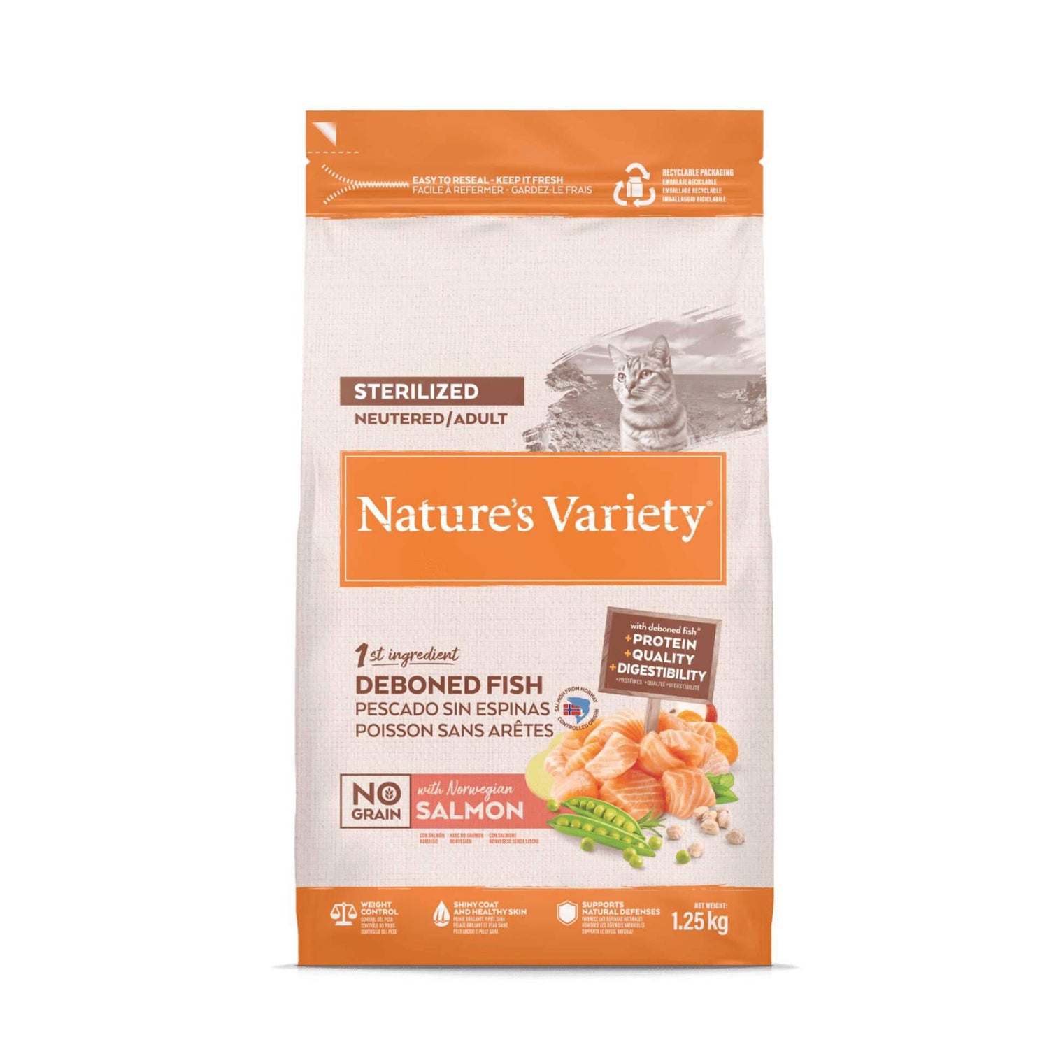 Ração para Gato Adulto Esterilizado Sem Cereais Salmão Nature'S Variety