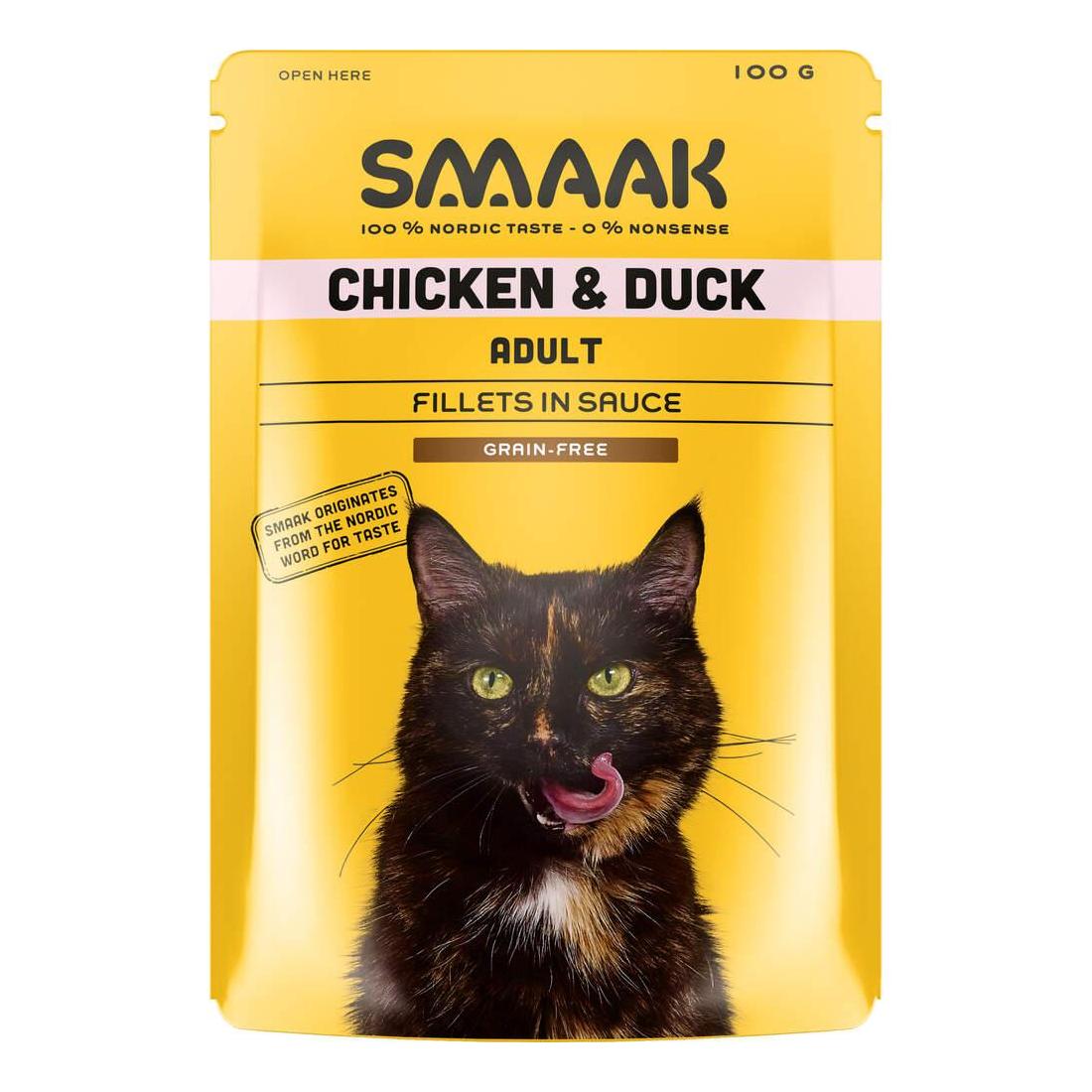 Comida Húmida para Gato Adulto Sem Cereais Frango e Pato Saquetas Smaak