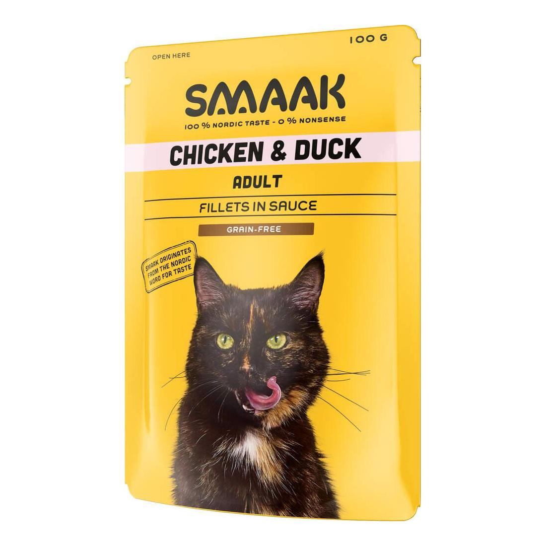 Comida Húmida para Gato Adulto Sem Cereais Frango e Pato Saquetas Smaak