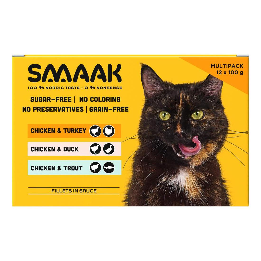Comida Húmida para Gato Adulto Sem Cereais Frango Saquetas Smaak