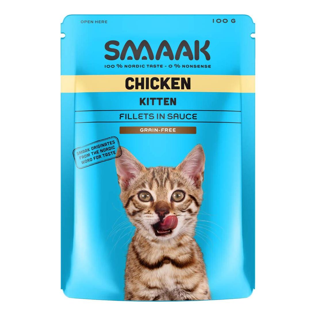 Comida Húmida para Gato Júnior Sem Cereais Frango Saquetas Smaak