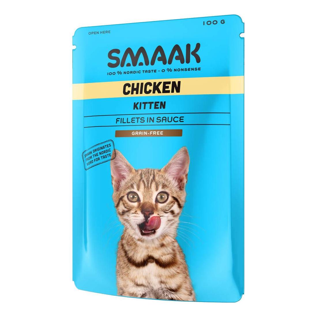 Comida Húmida para Gato Júnior Sem Cereais Frango Saquetas Smaak