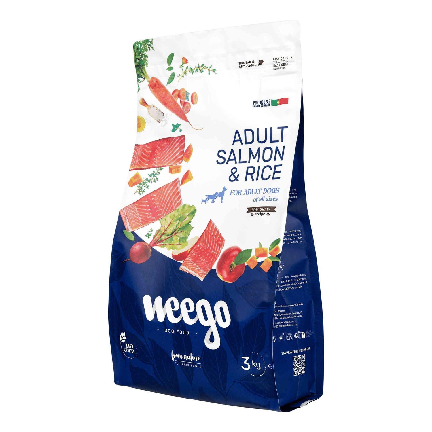 Ração para Cão Adulto Low Grain Salmão e Arroz Weego