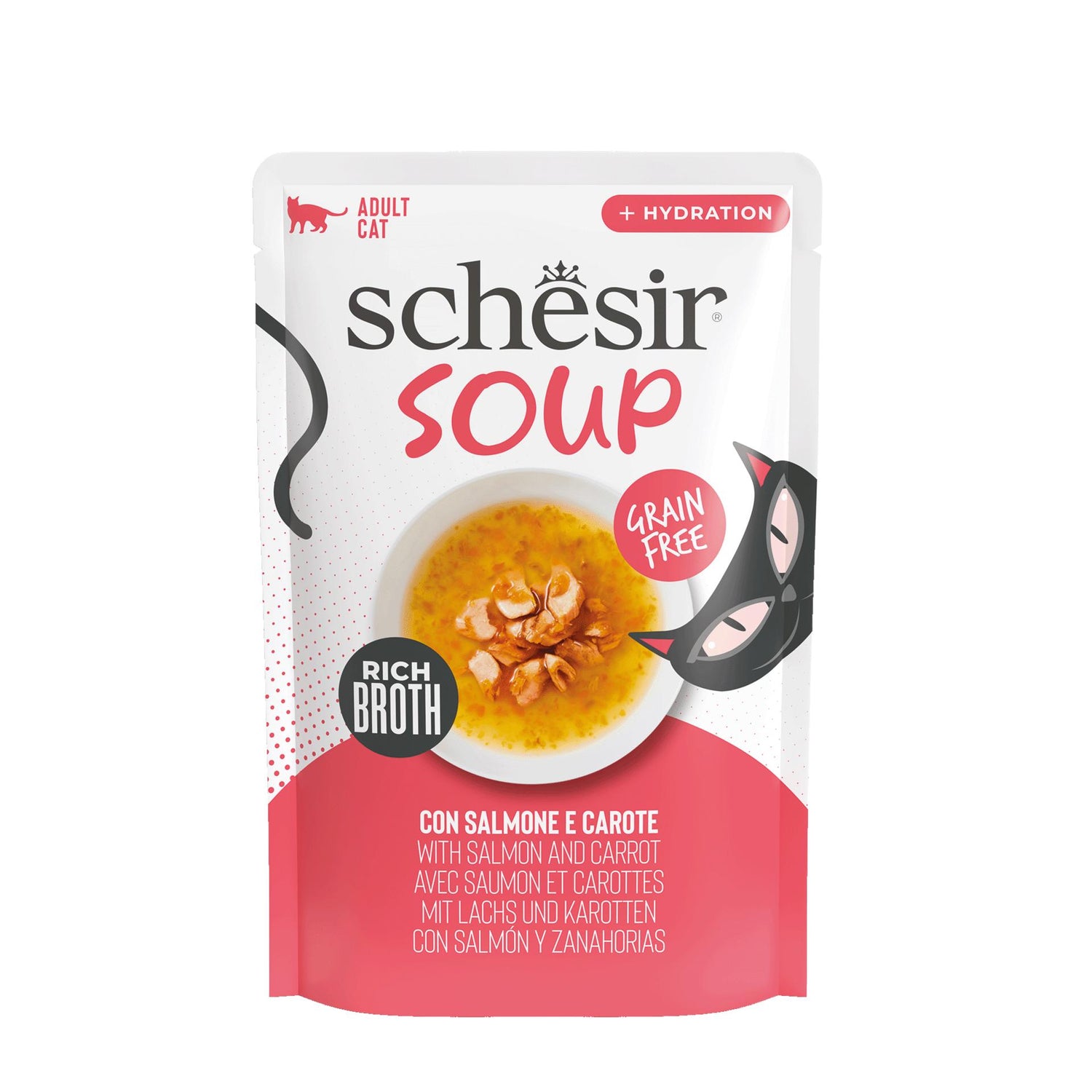 Comida Húmida para Gato Adulto Sopa Salmão e Cenoura Schesir