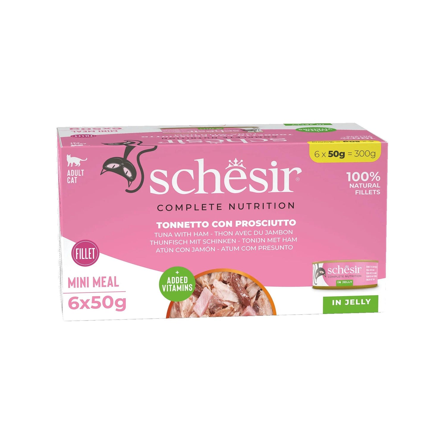 Pack Comida Húmida para Gato Adulto Atum e Presunto em Gelatina Schesir