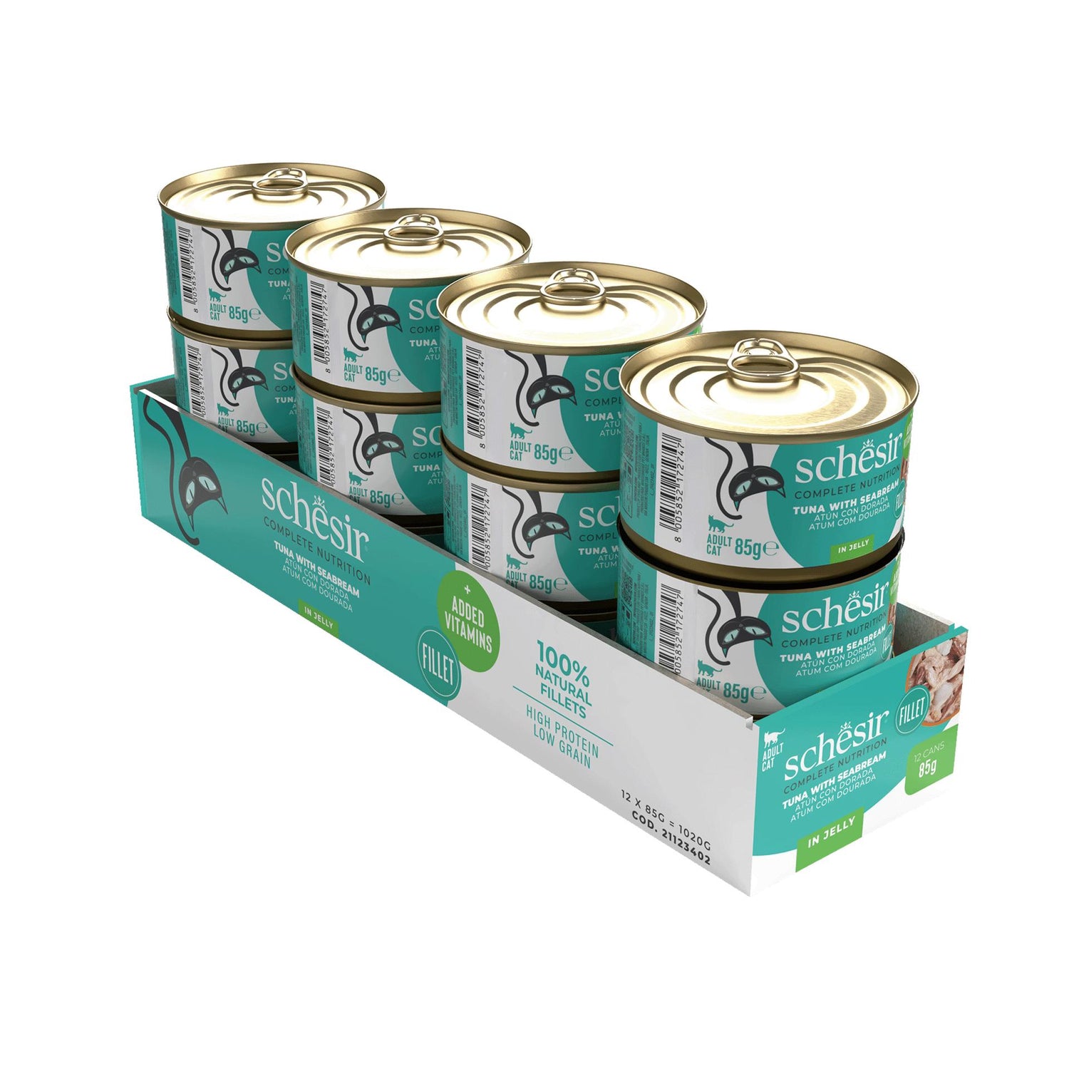 Pack Comida Húmida para Gato Adulto Atum e Dourada Lata Schesir