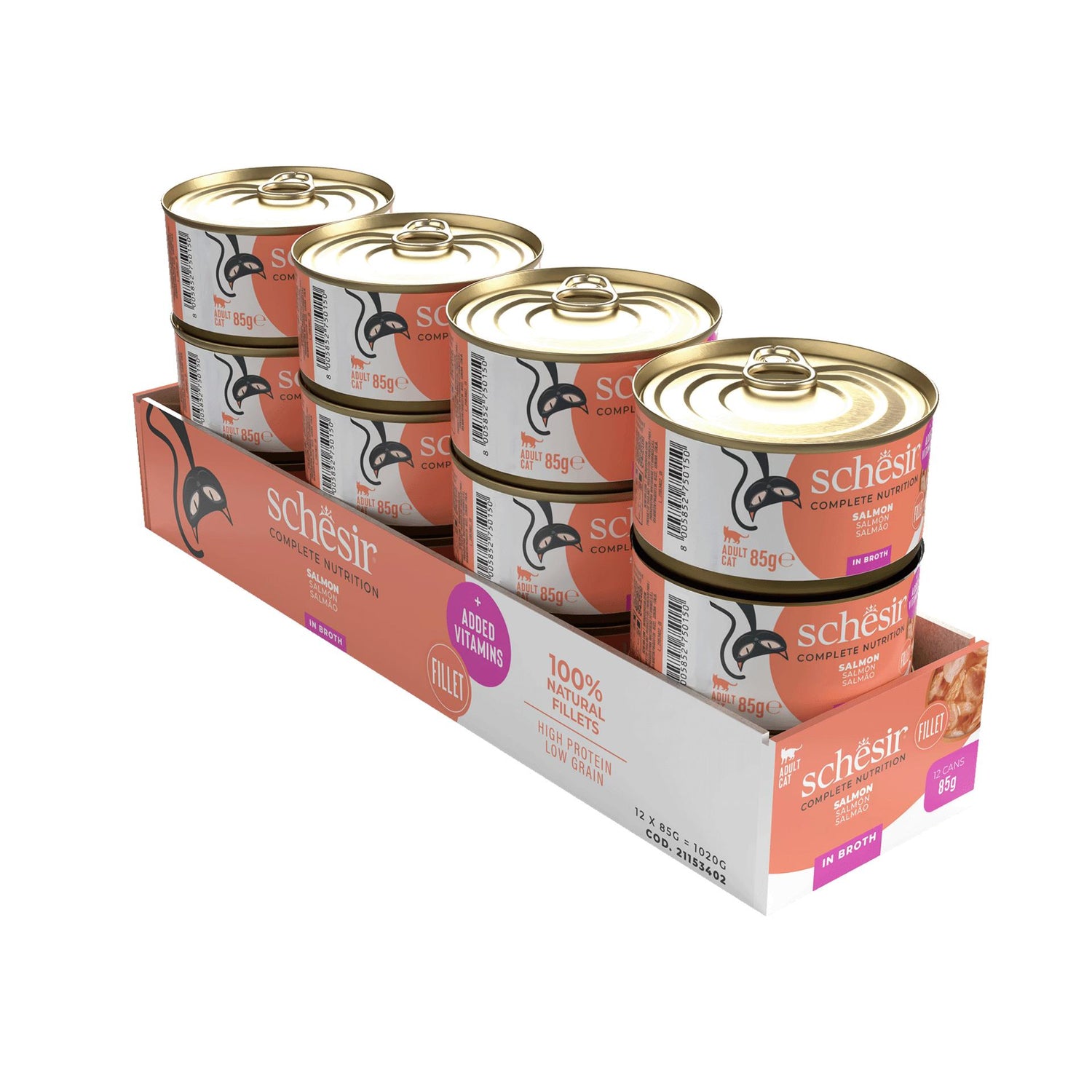 Pack Comida Húmida para Gato Adulto Salmão Lata Schesir